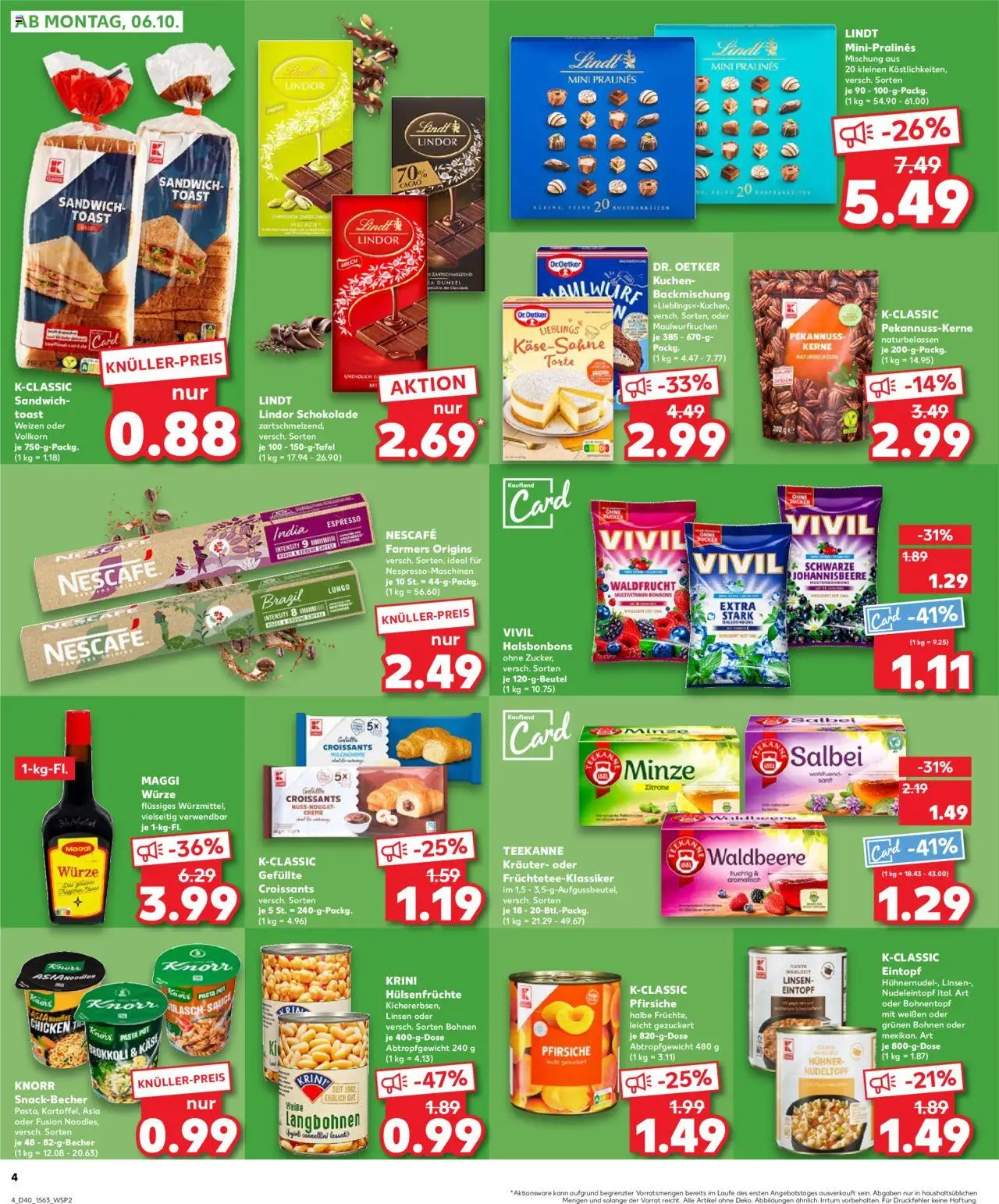 Kaufland prospekt Kiel	 – gültig ab 05.10.2025 | Seite: 4 | Produkte: Nescafe, Maggi, Pistazien, Kuchen