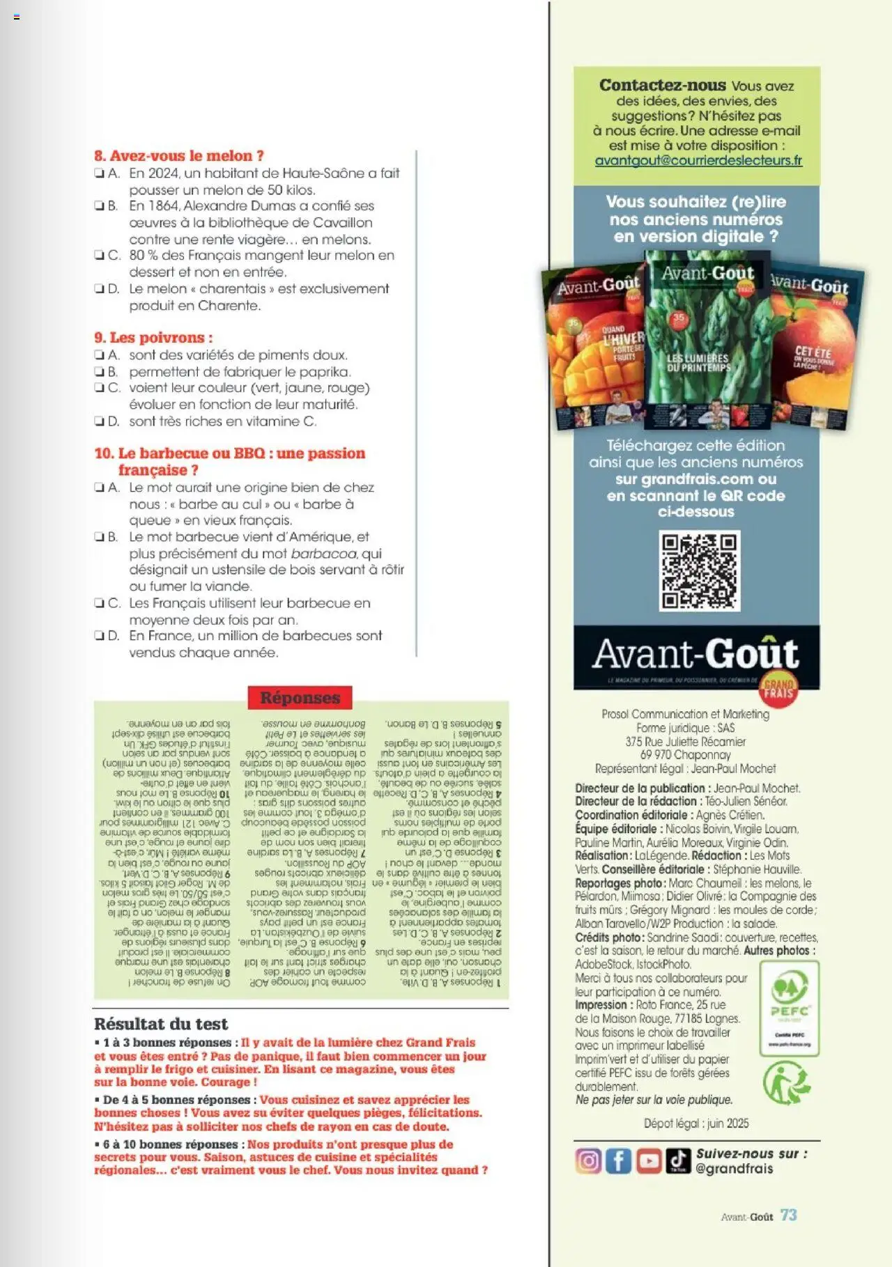  | Page: 73 | Produits: Melon, Lait, Viande, Magazine