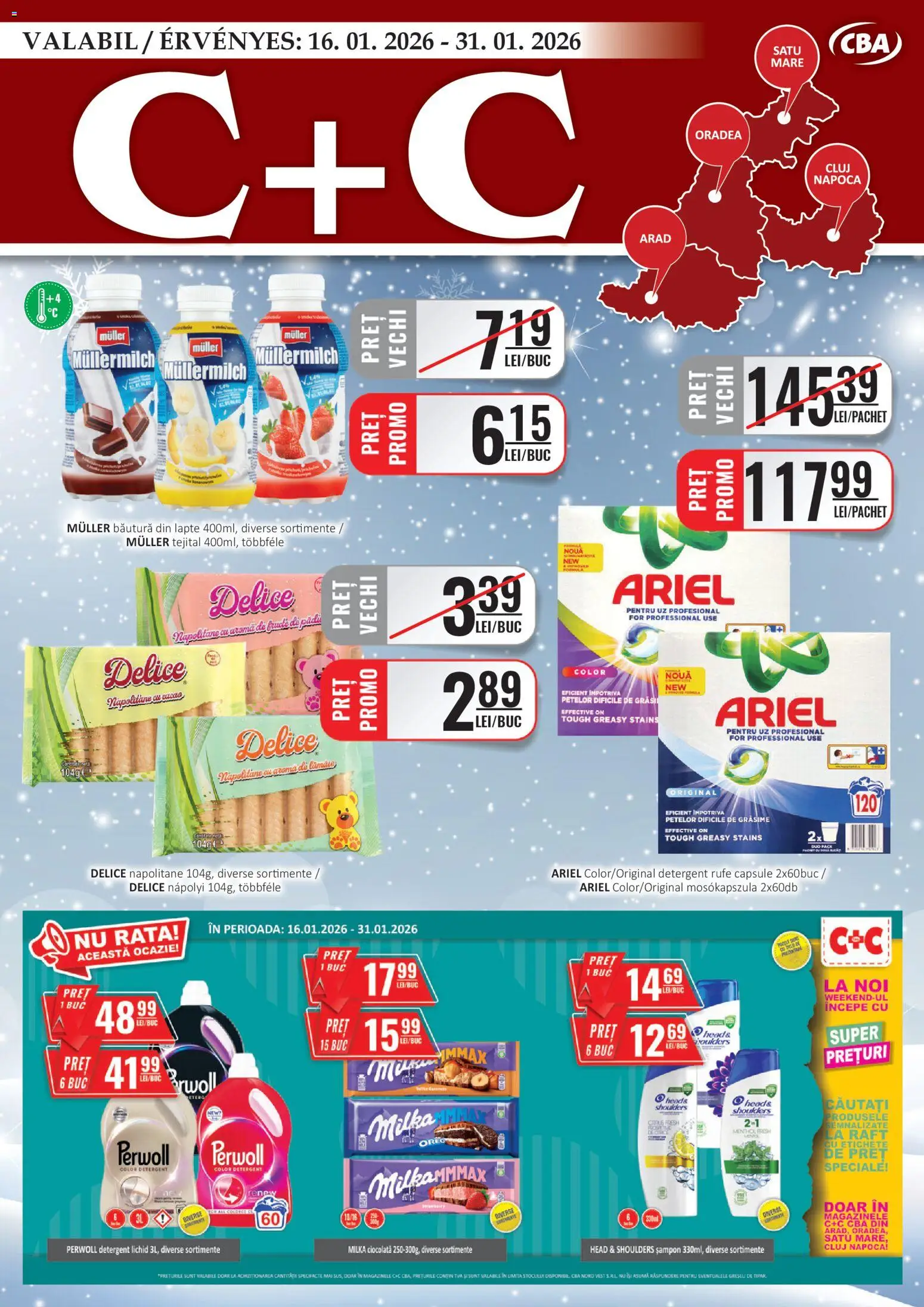 Noul catalog CBA – valabil de la 16.01.2026 | Pagină: 1 | Produse: Șampon, Ciocolată, Detergent, Cacao