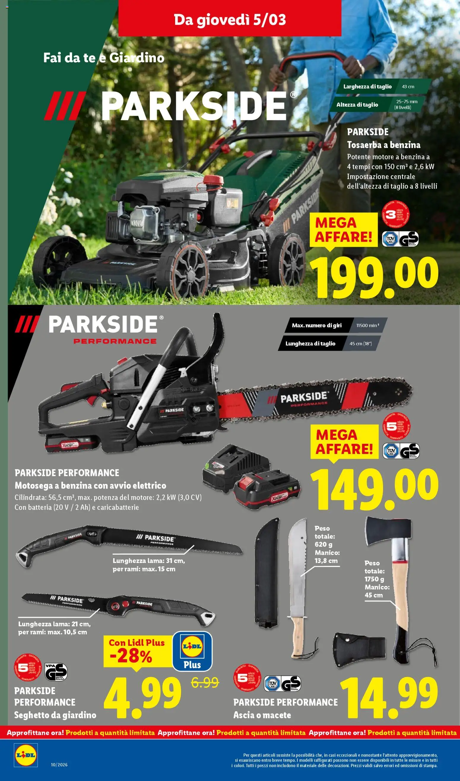 Volantino Lidl del 02.03.2026 | Pagina: 44 | Prodotti: Tè, Motosega, Ascia, Caricabatterie