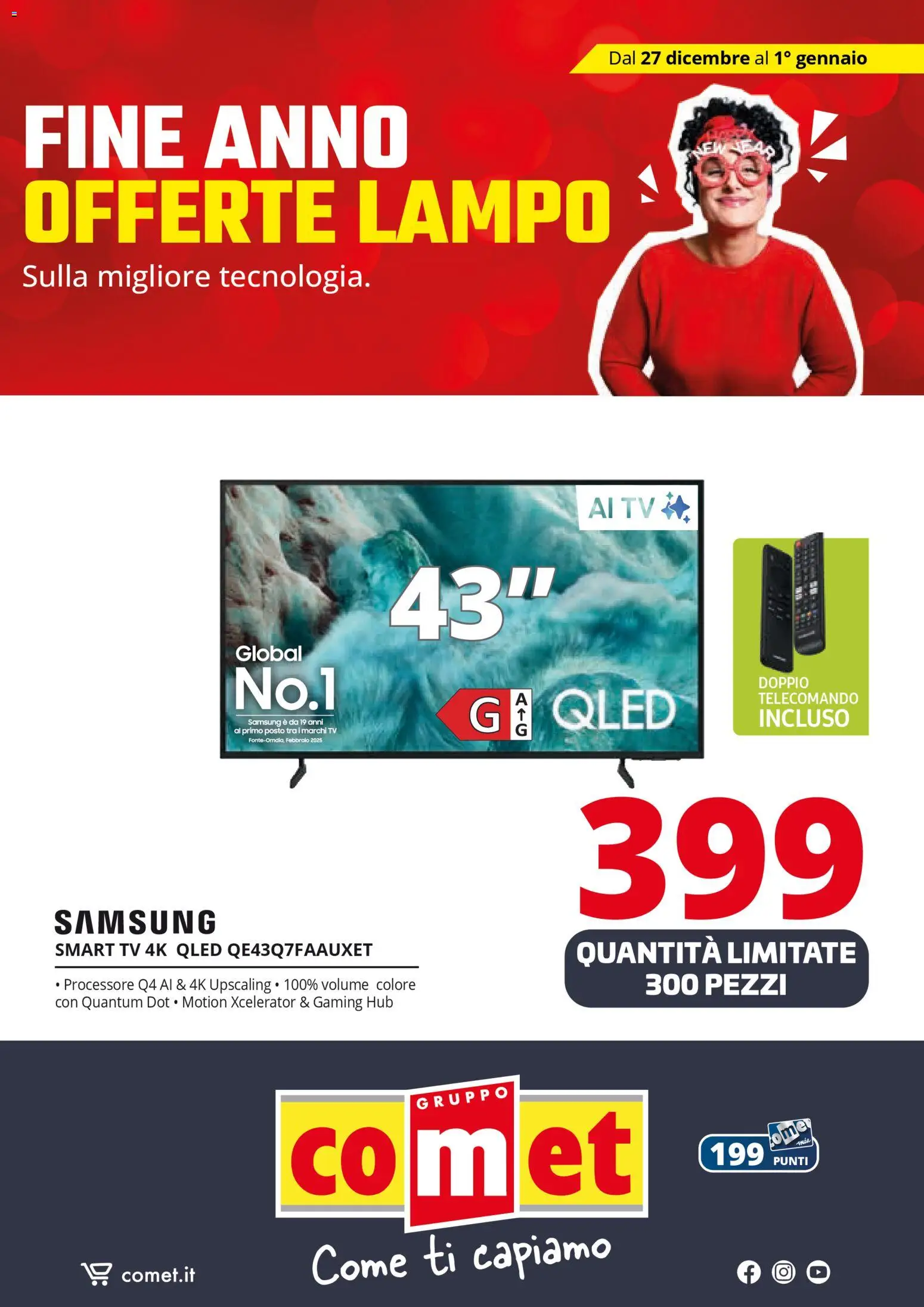 Volantino Comet del 27.12.2025 | Pagina: 39 | Prodotti: Telecomando, smart TV, TV, Samsung