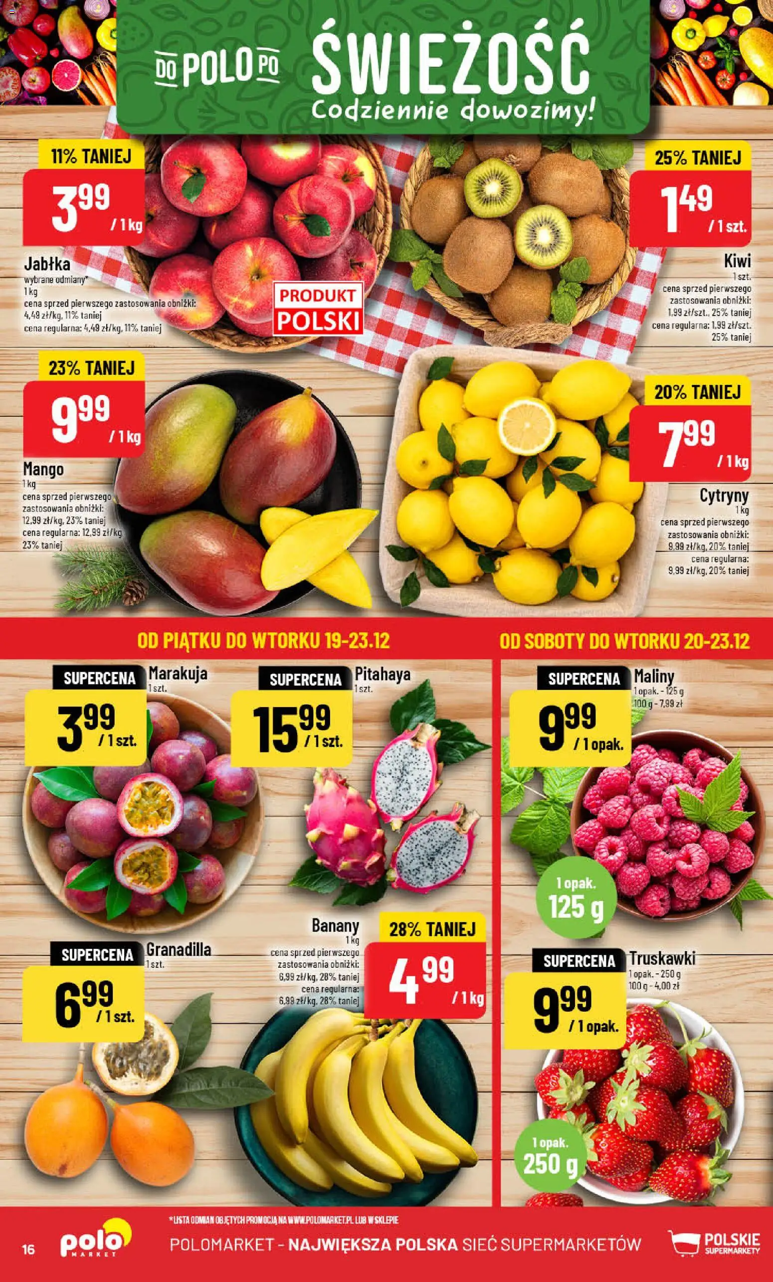 POLOmarket Gazetka od 17.12.2025 | Strona: 16 | Produkty: Maliny, Cytryny, Jabłka, Kiwi