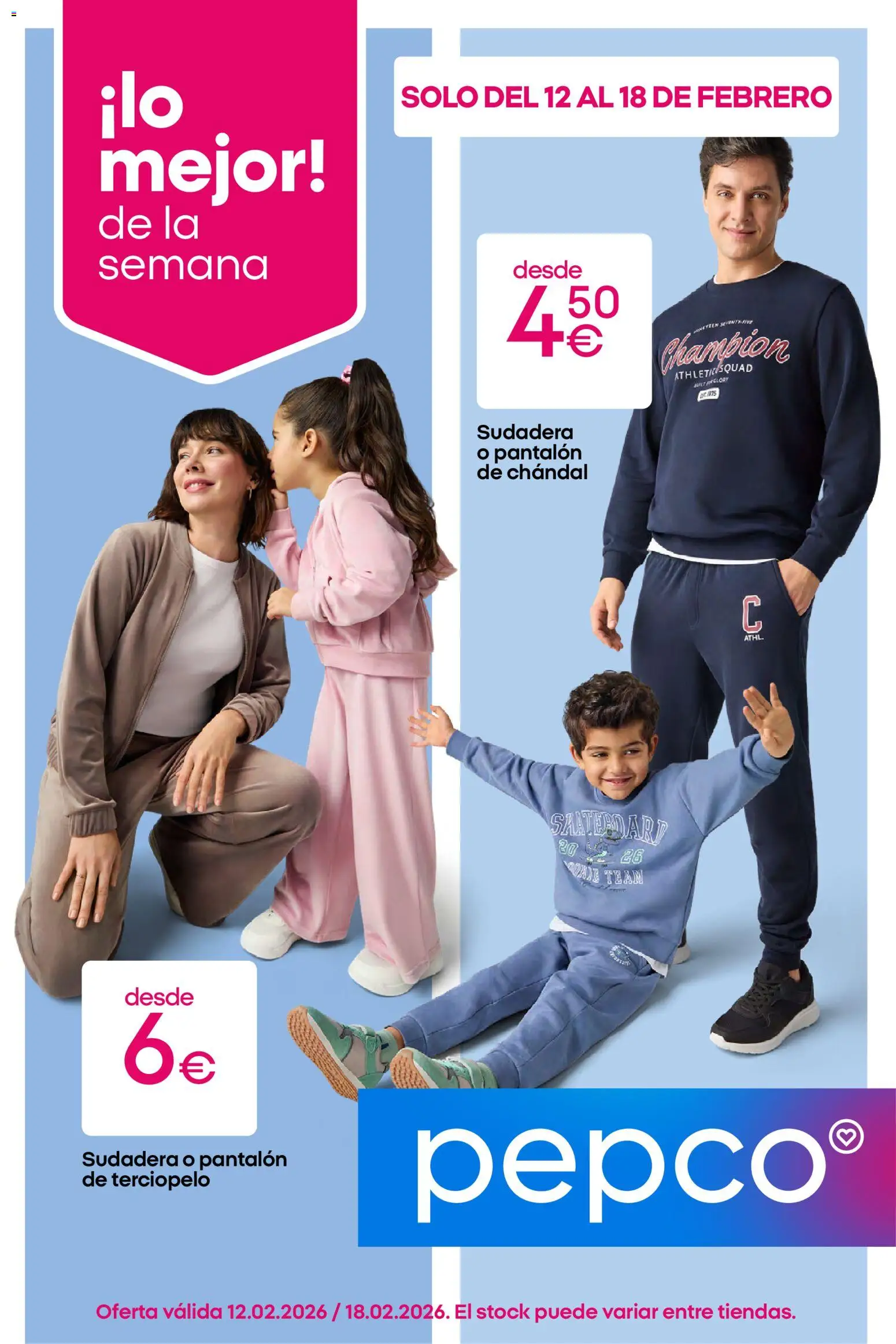 Pepco folleto │ válido desde el 12.02.2026 | Página: 1 | Productos: Sudadera, Pantalón de chándal