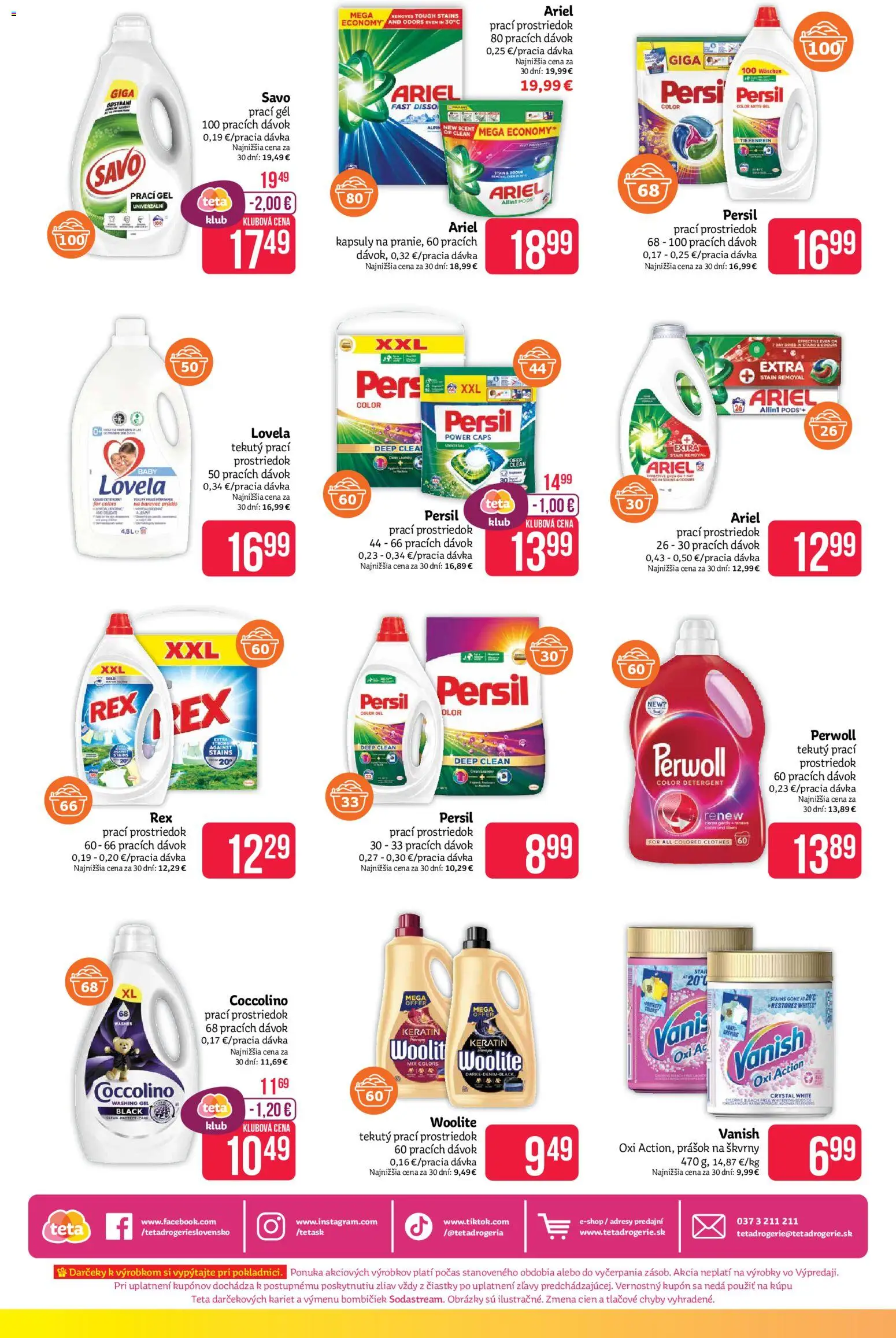 Nové Teta drogerie akcie – leták je platný od 10.11.2025 | Strana: 16 | Produkty: Lovela, Perwoll, Woolite, Coccolino