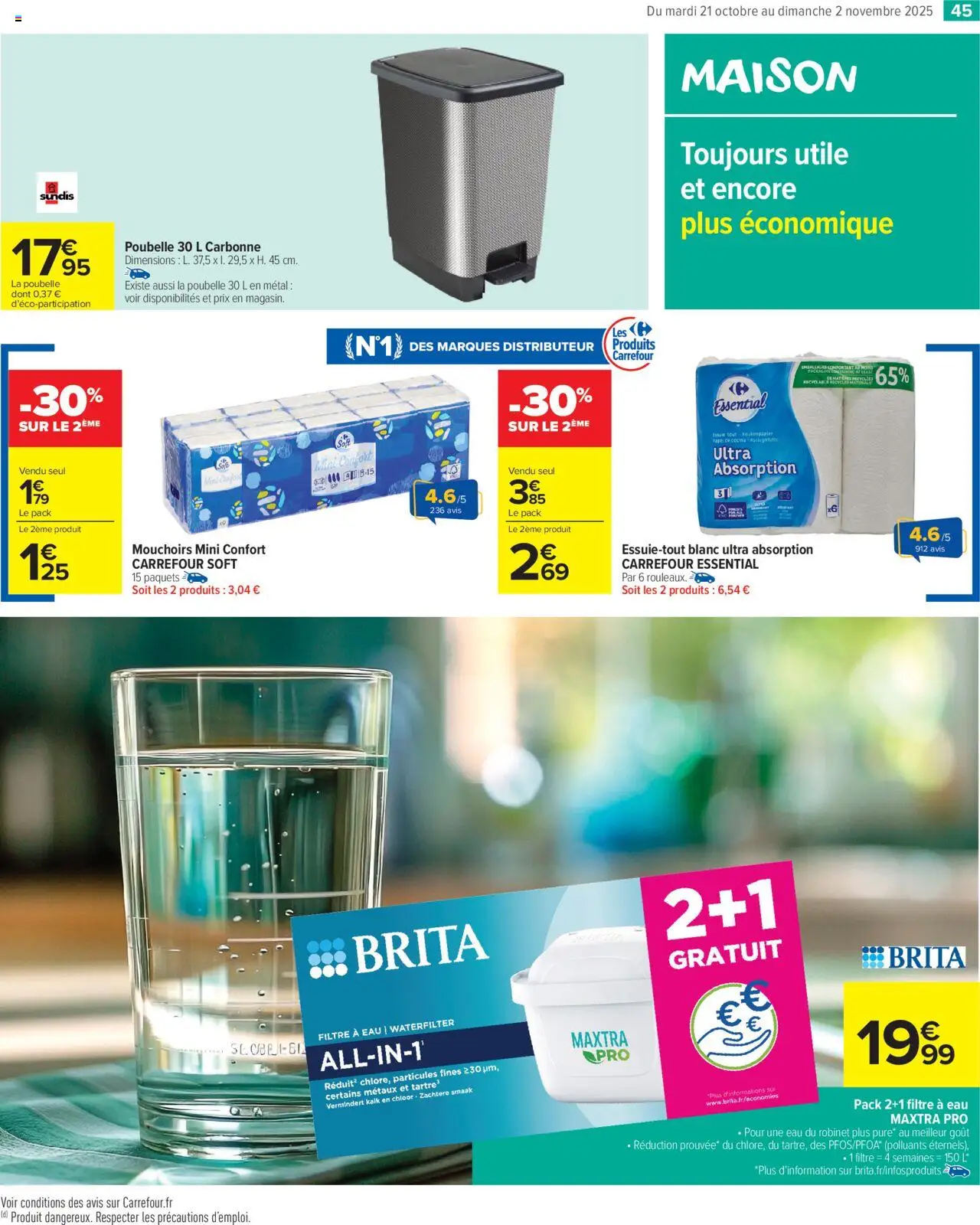 {H1} | Page: 47 | Produits: Filtre à eau, Poubelle, Robinet, Mouchoirs