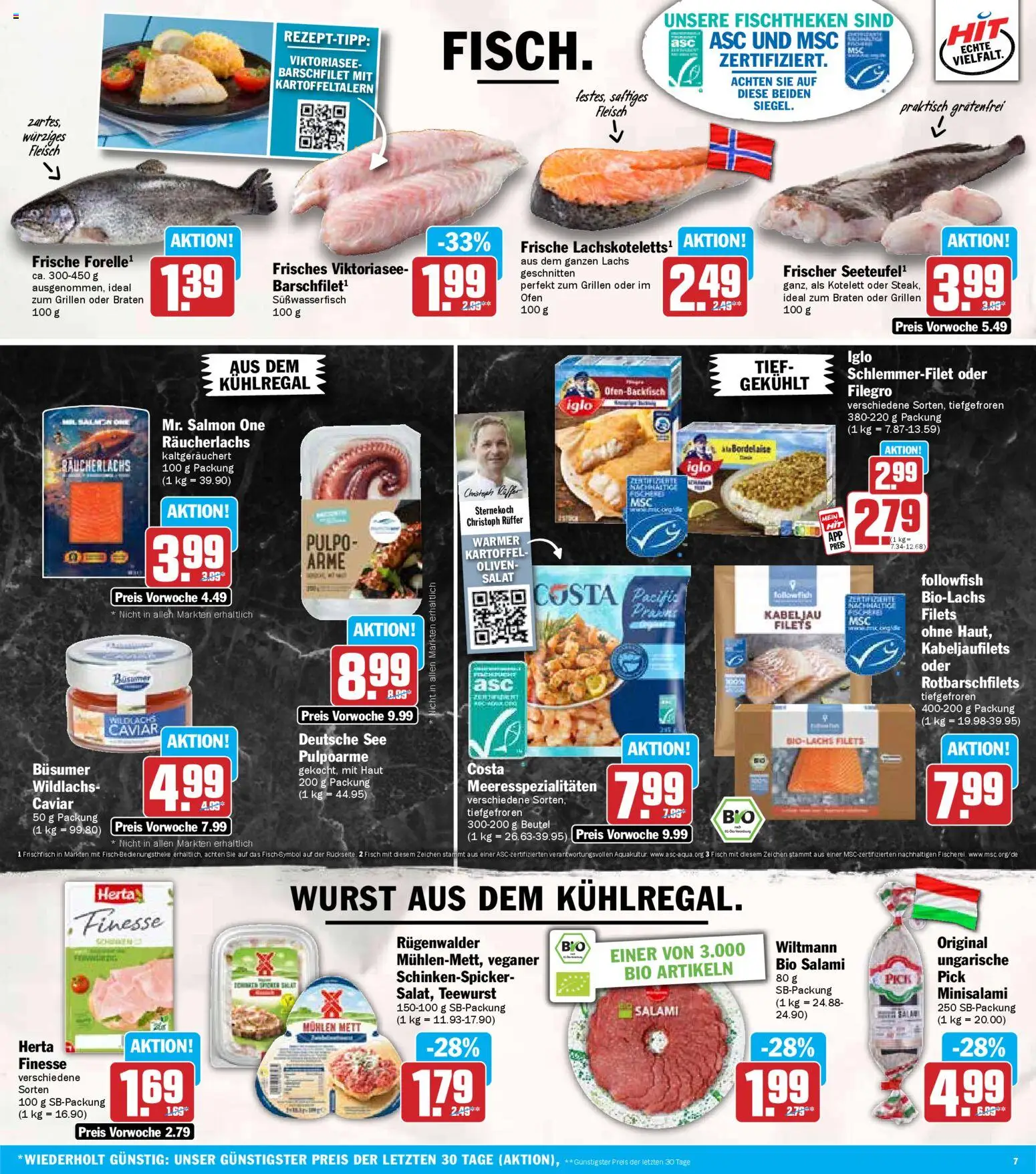 HIT - Sachsen – gültig ab 27.10.2025 | Seite: 7 | Produkte: Iglo, Fisch, Salami, Fleisch