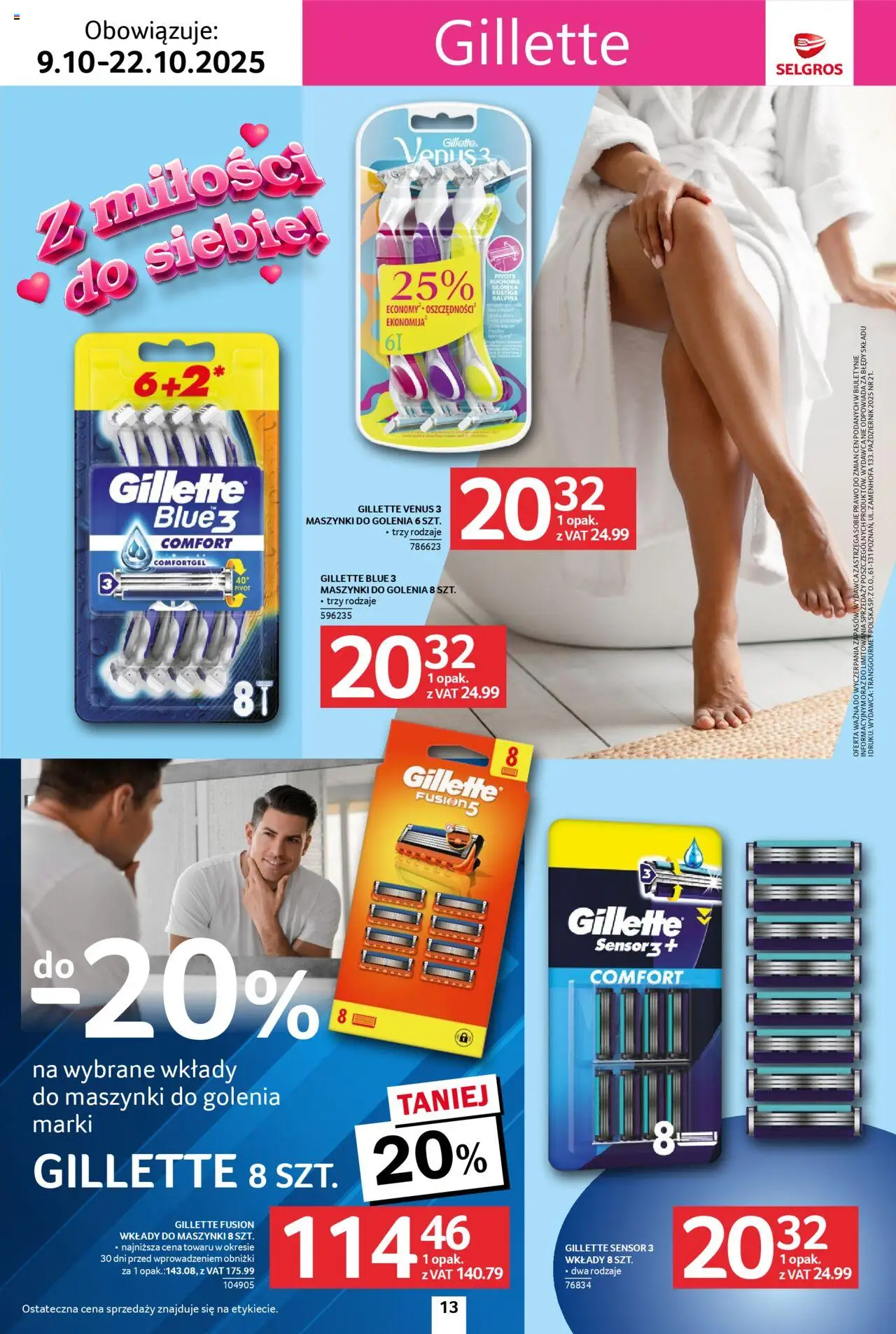 Selgros cash&carry Gazetka - Uroda od 09.10.2025 | Strona: 13 | Produkty: Gillette sensor 3, Gillette, Maszynki do golenia