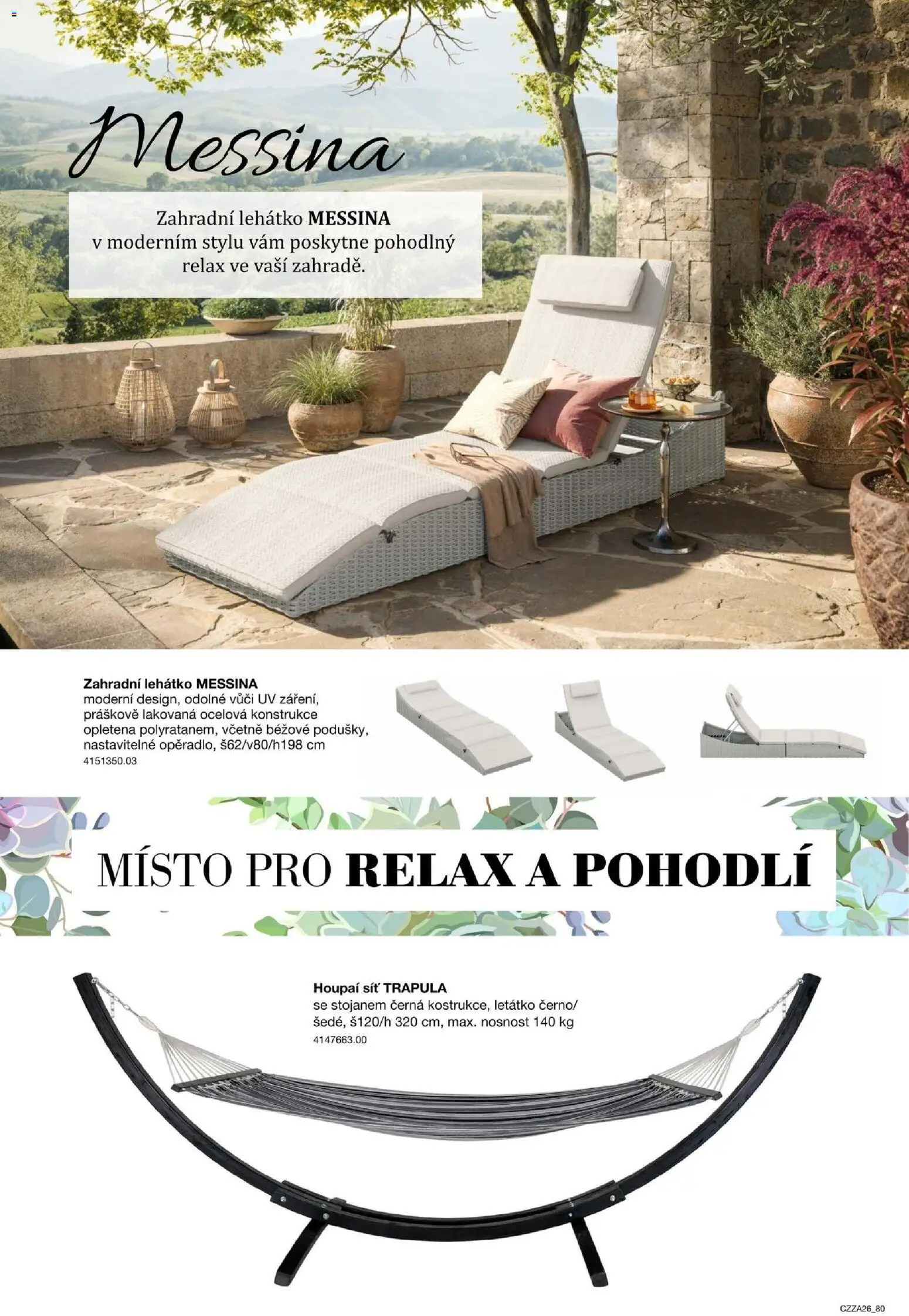 Sconto nábytek katalog - Zahradní speciál od 01.01.2026 | Strana: 80 | Produkty: Síť, Zahradní lehátko, Lehátko