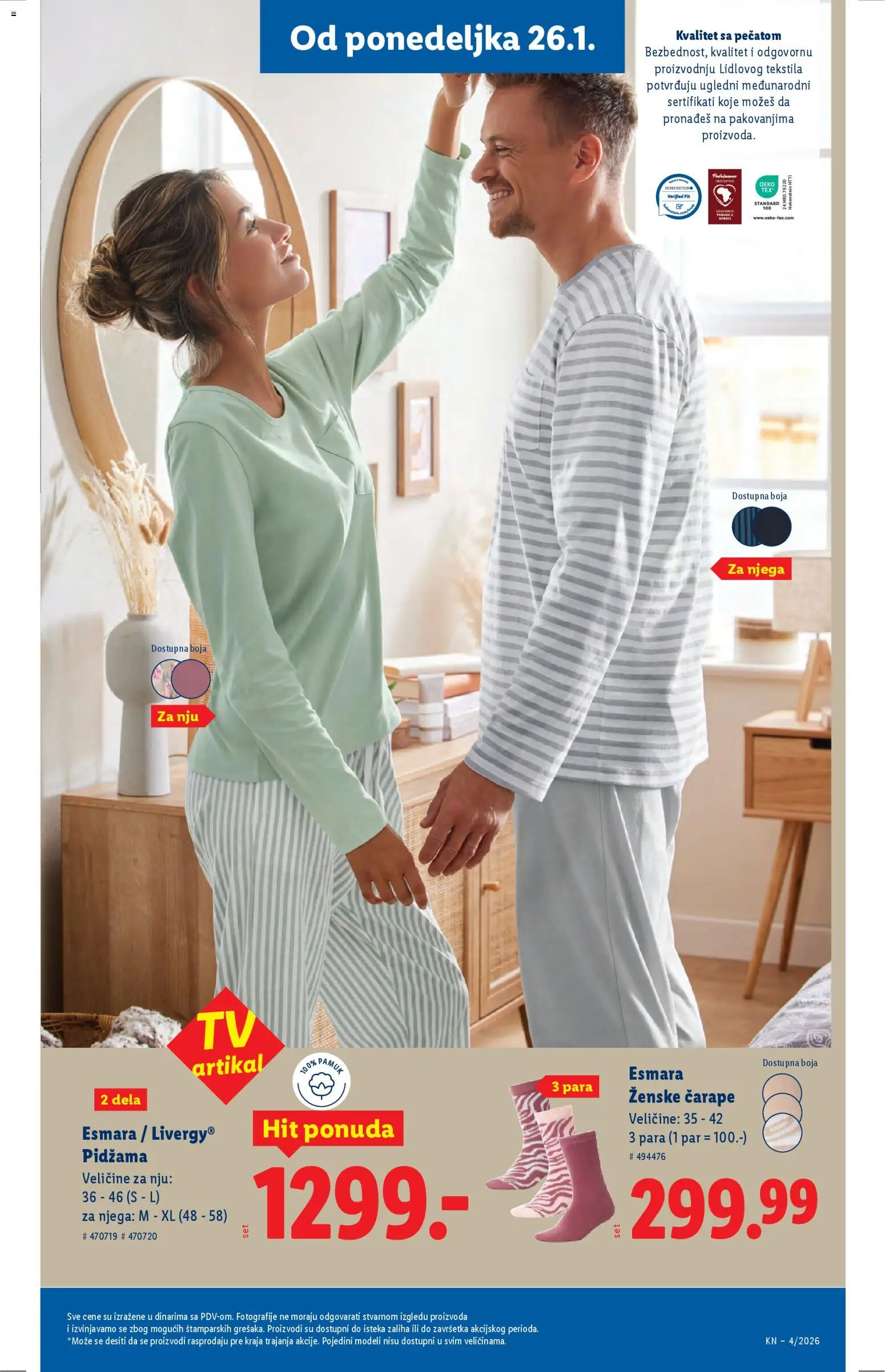 Lidl katalog - važi od 22.01.2026 | Strana: 61 | Proizvode: Čarape, Pidžama
