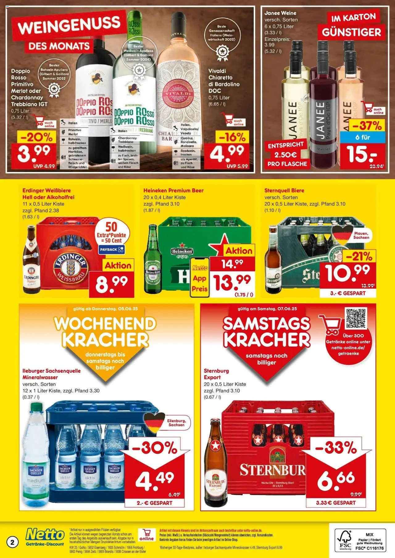 Netto Marken-Discount prospekt Zeitz	 - gültig ab dem 02.06.2025 | Seite: 2 | Produkte: Erdinger, Käse, Weißwein, Heineken