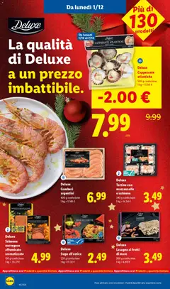 Anteprima del volantino Deluxe Tartine con mazzancolle e salmone, 240 g confezione valido a partire dal 01.12.2025 | Pagina: 8