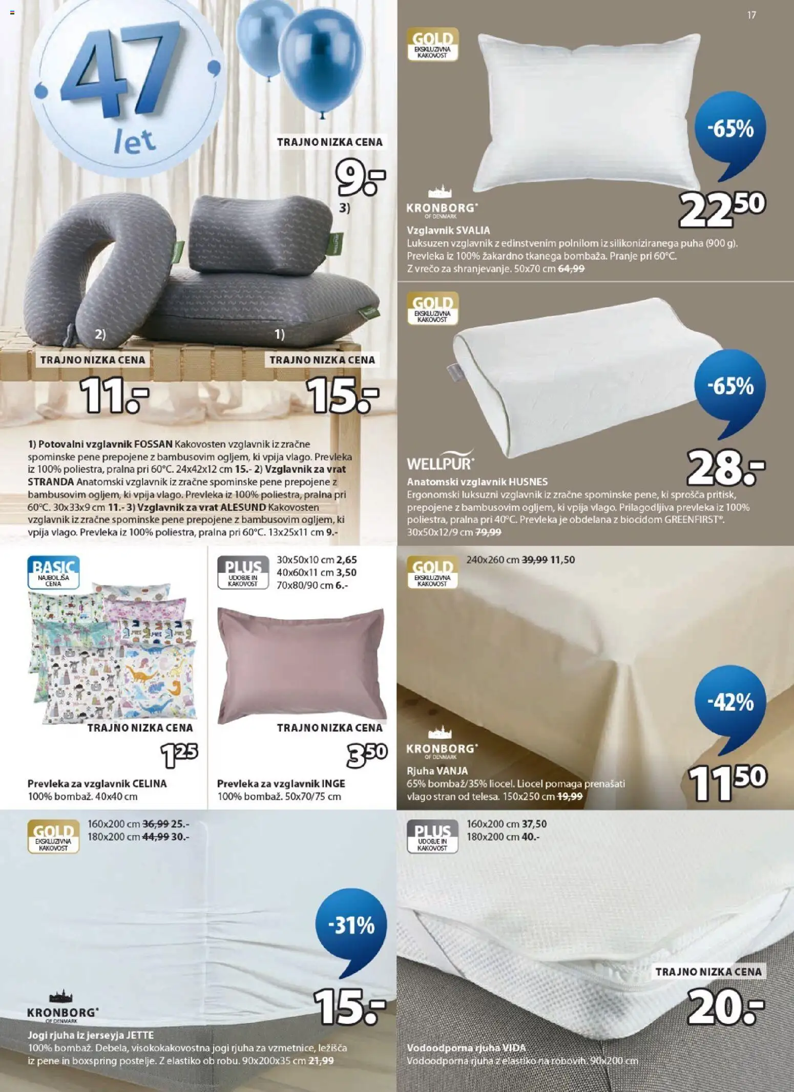Novi JYSK katalog ponudbe – veljaven od 22.04.2026 | Stran: 17 | Izdelki: Vzglavnik, Prevleka, Rjuha, Jogi
