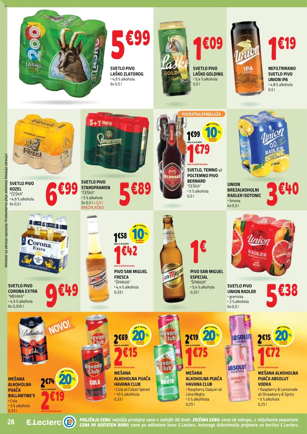 Novi E.leclerc katalog ponudbe – veljaven od 08.10.2025 | Stran: 28 | Izdelki: Pivo, Vodka, Grenivka, Limona