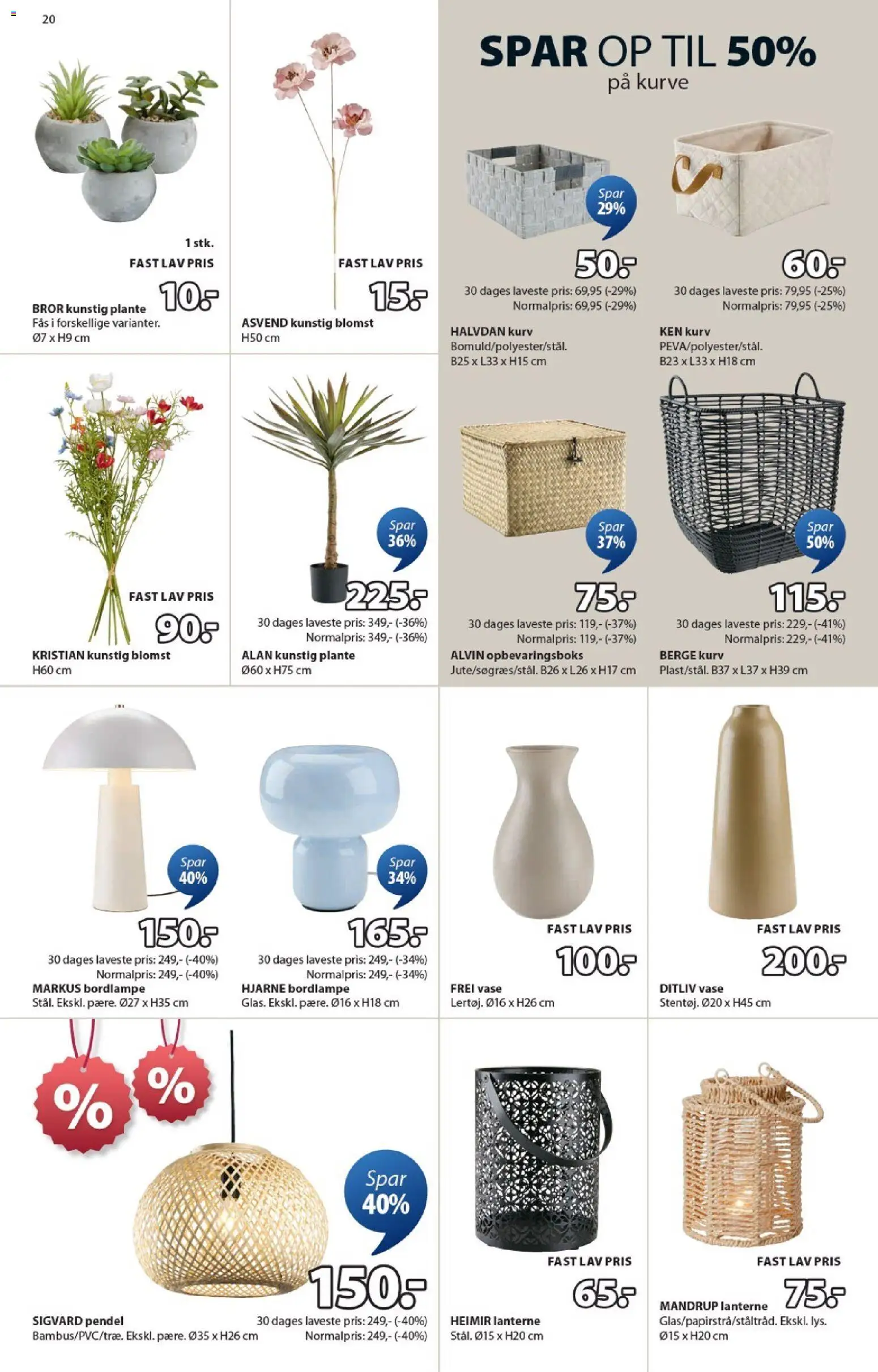 JYSK tilbudsavis – gyldig fra 16.01.2026 | Side: 20 | Produkter: Kurv, Vase
