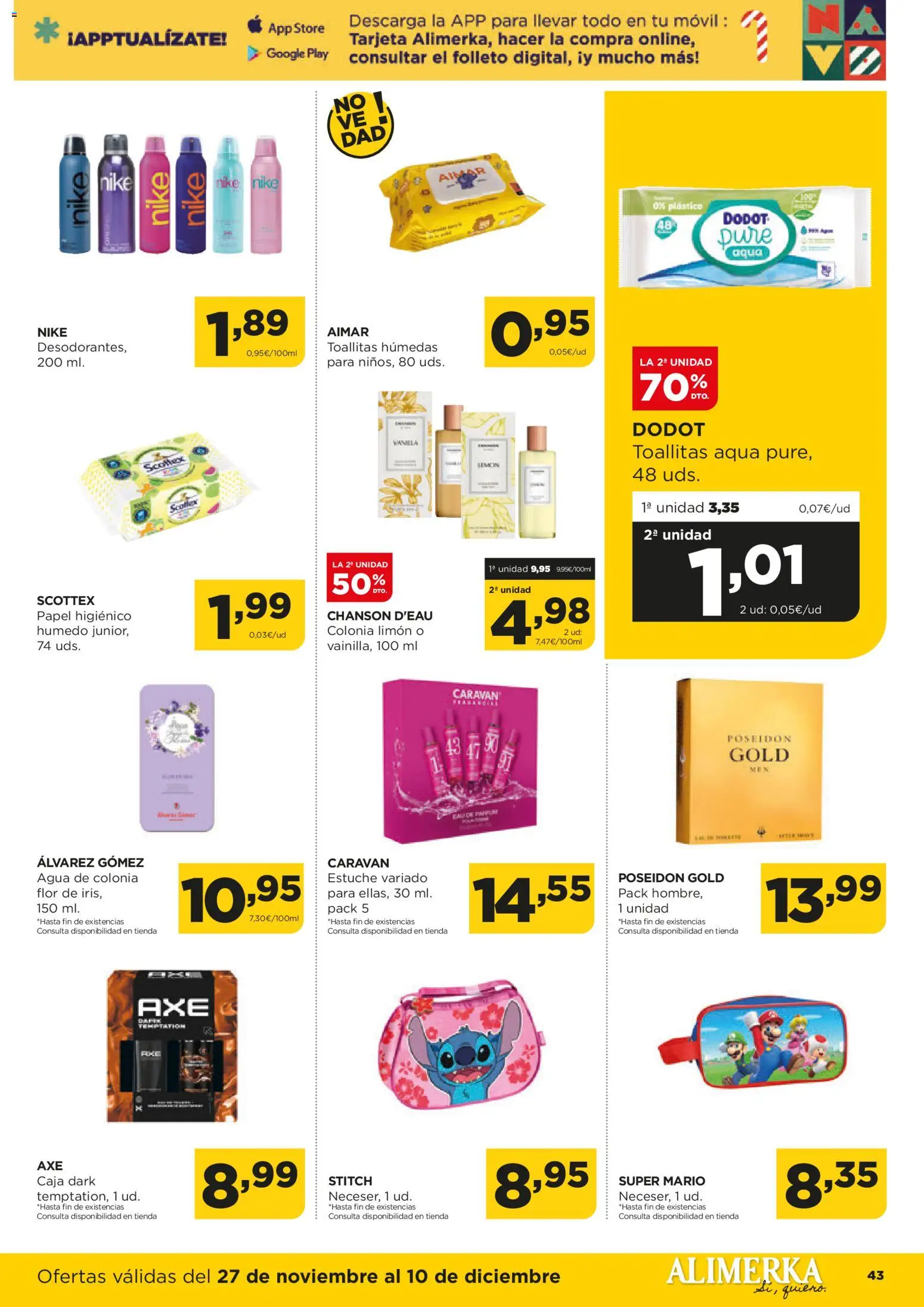 Alimerka folleto Asturias │ válido desde el 27.11.2025 | Página: 43 | Productos: Agua de colonia, Colonia, Papel higienico, Caja