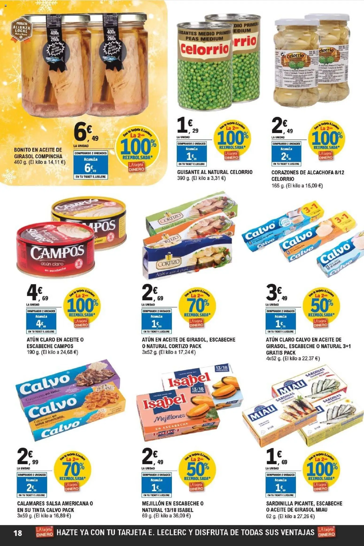 E.Leclerc folleto │ válido desde el 07.01.2026 | Página: 18 | Productos: Calamares, Aceite, Aceite de girasol, Atún claro