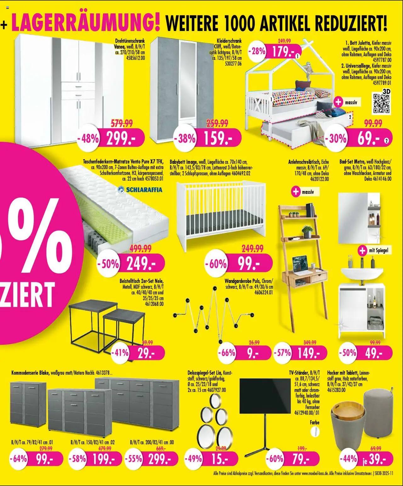 SB Möbel Boss Prospekt Halle/Saale	 – gültig ab 13.09.2025 | Seite: 11 | Produkte: Lattenrost, Drehtürenschrank, Spiegel, Armatur