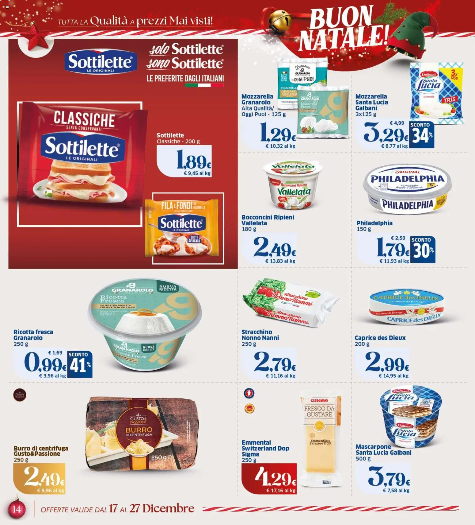 Volantino SIGMA del 17.12.2025 | Pagina: 14 | Prodotti: Burro, Stracchino, Ricotta, Emmental