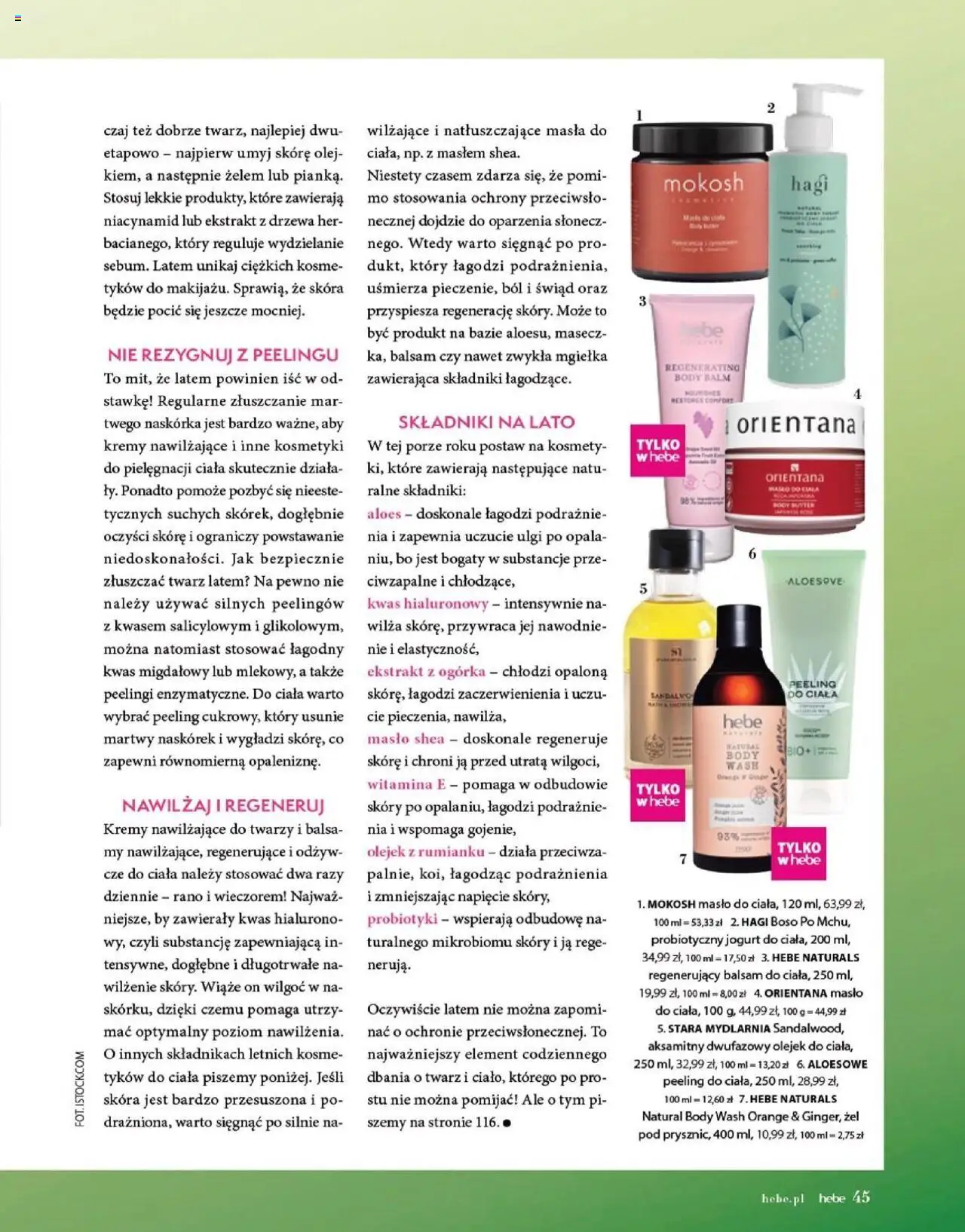 Hebe Gazetka - Magazyn od 01.07.2025 | Strona: 45 | Produkty: Prysznic, Olej, Body, Peeling