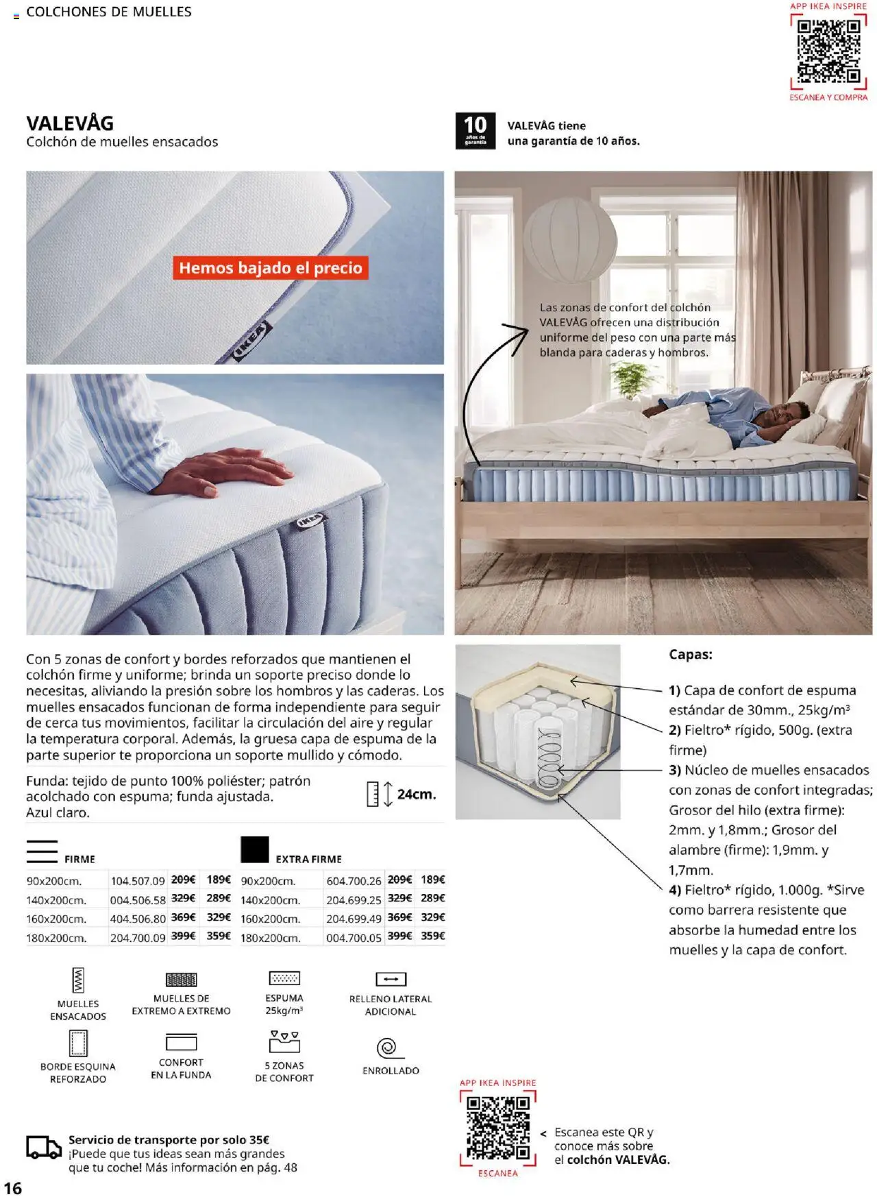Catálogo IKEA Confort │ válido desde el 04.02.2025 | Página: 16 | Productos: Té, Colchon, Funda, Peso