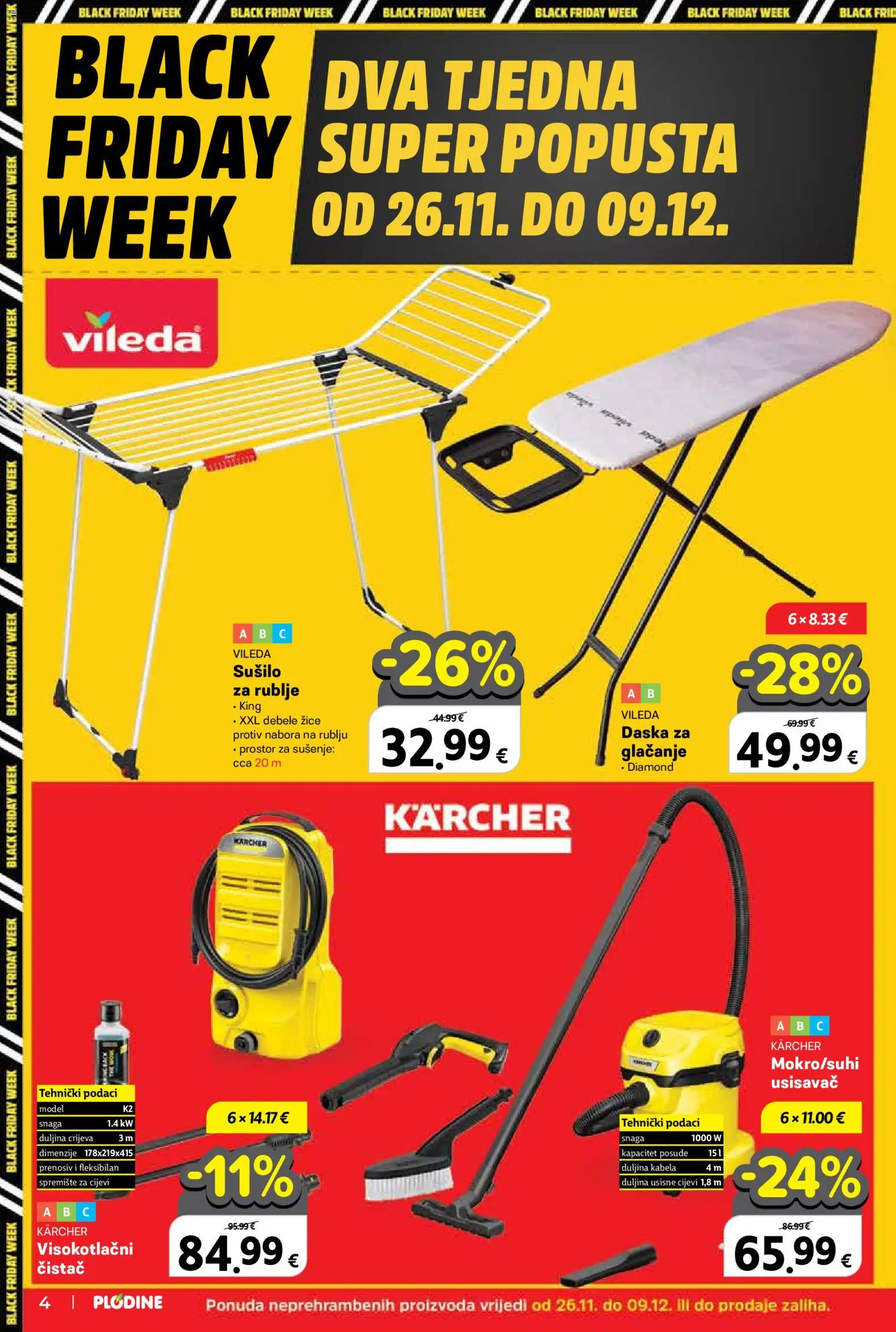 Plodine katalog | vrijedi od 26.11.2025 | Stranica: 4 | Proizvodi: Usisavač, Cijevi, Kärcher, Vileda