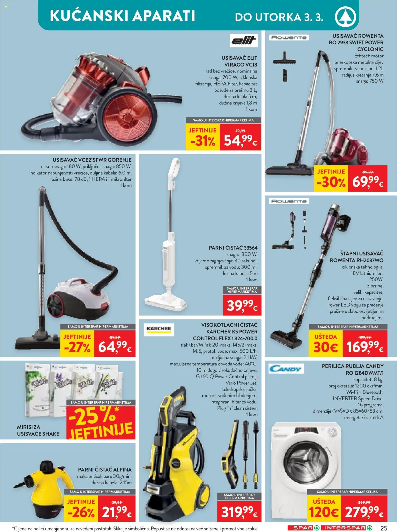 Spar katalog | vrijedi od 18.02.2026 | Stranica: 33 | Proizvodi: Perilica rublja, Kärcher, Parni čistač, Visokotlačni čistač