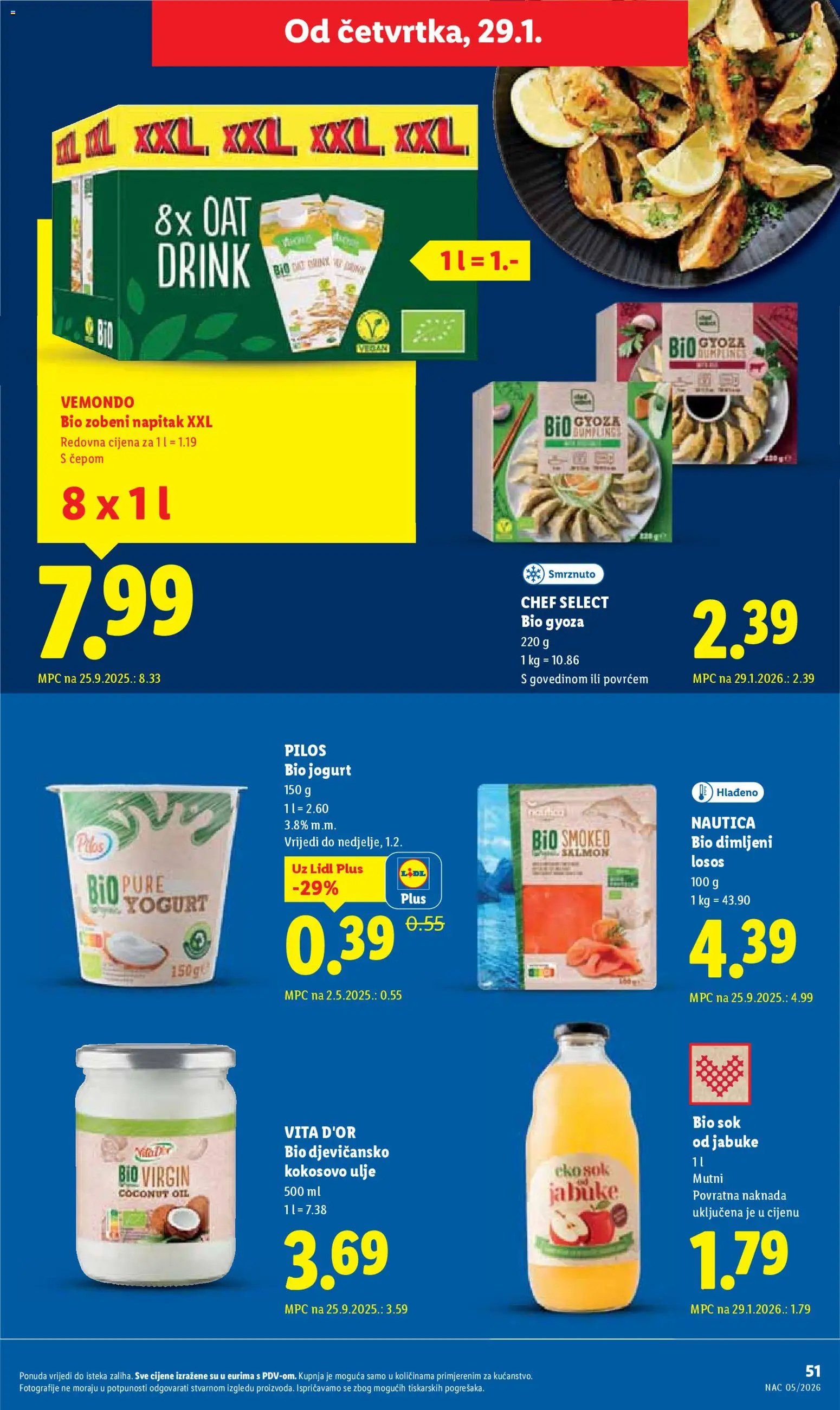 Lidl katalog | vrijedi od 26.01.2026 | Stranica: 51 | Proizvodi: Dimljeni losos, Sok, Losos, Kokosovo ulje