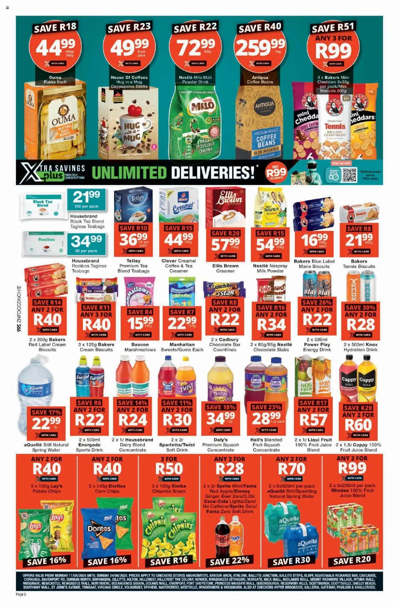 Checkers Specials │ valid from 11.08.2025 | Page: 6 | Products: Corn, Beans, Butter, Creamer