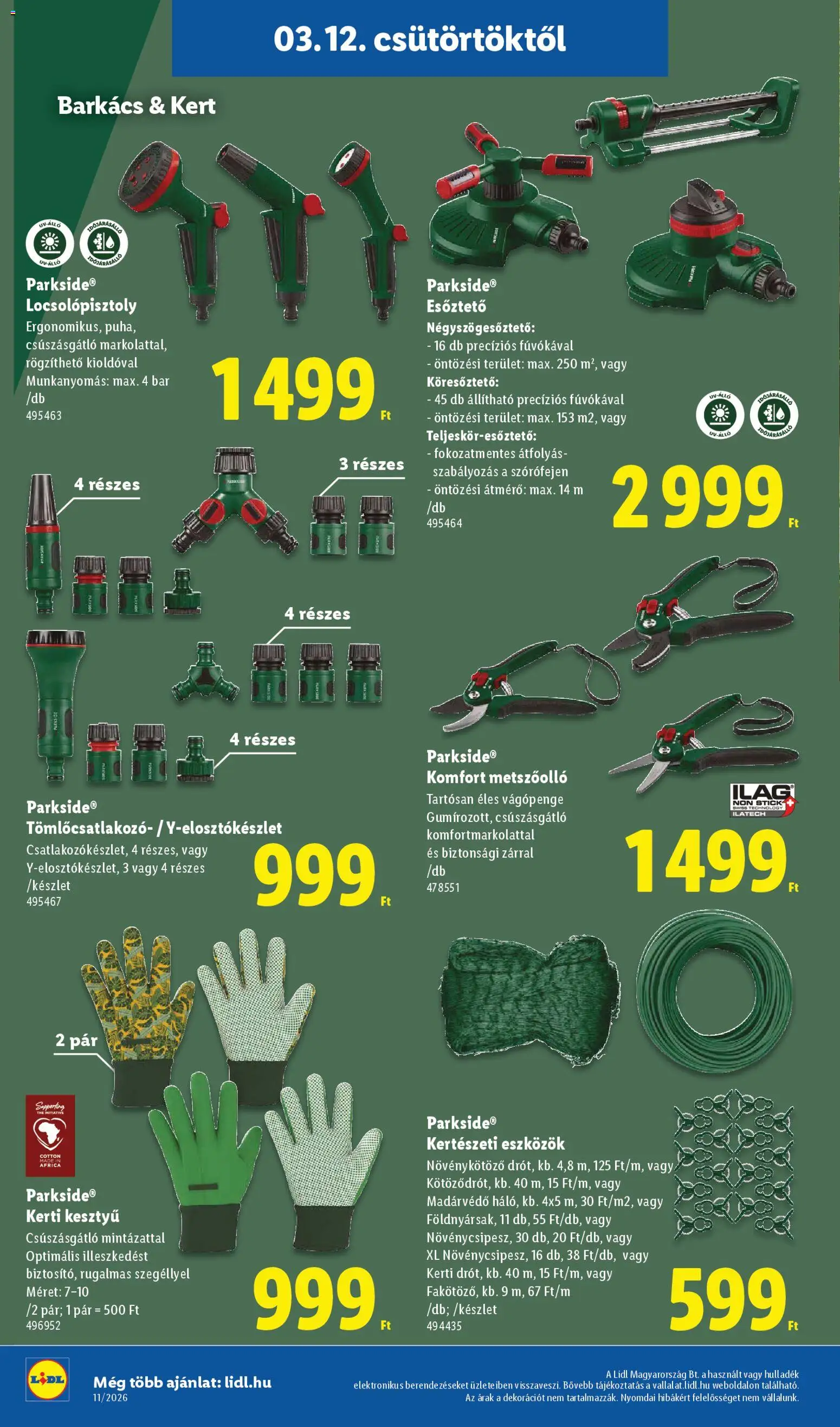 Lidl akciós ujság - amely érvényes a következő dátumtól: 12.03.2026 | Oldal: 44 | Termékek: Parkside, Kesztyű, Metszőolló