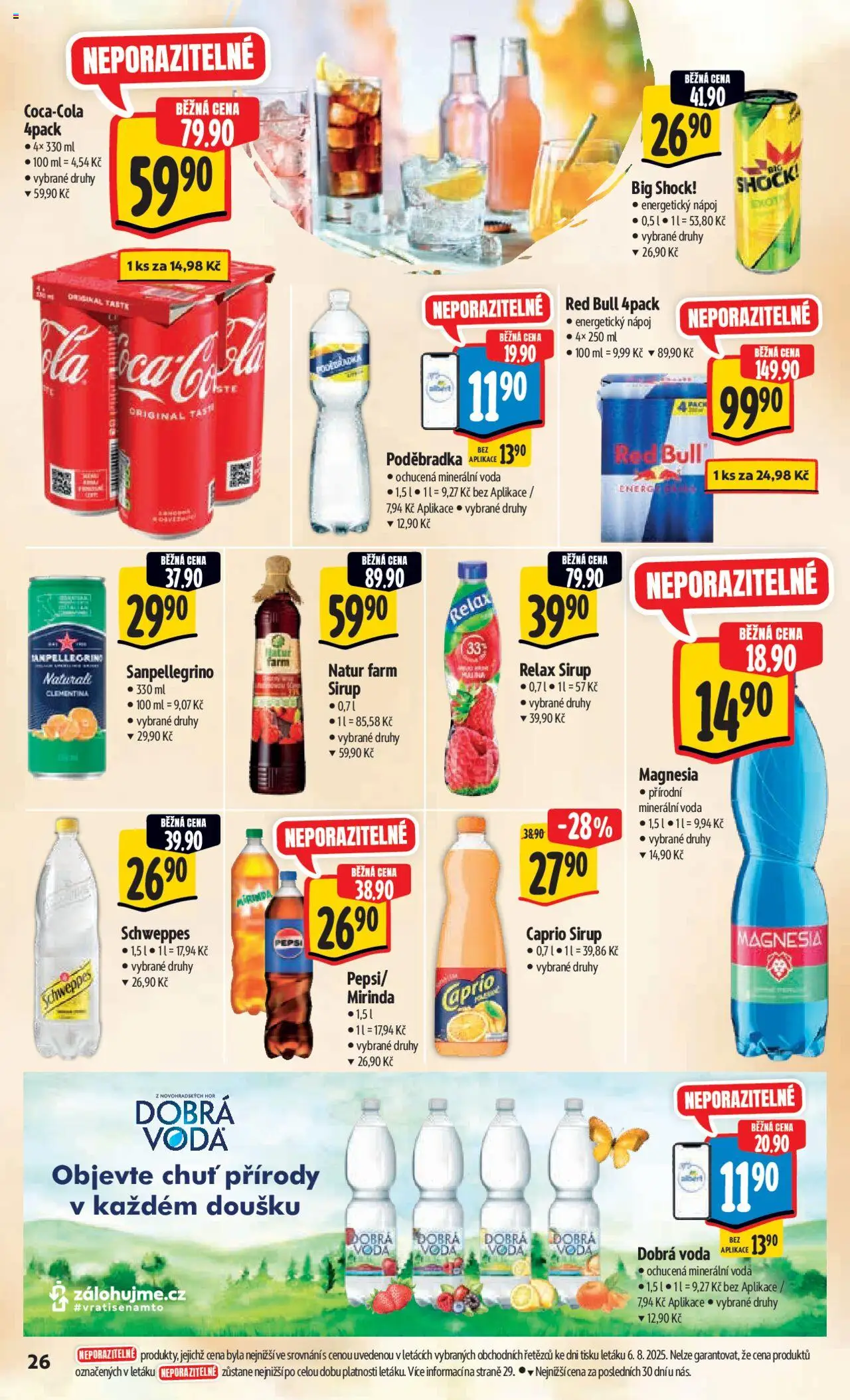 Albert leták - Hypermarket od 13.08.2025 | Strana: 33 | Produkty: Dobrá voda, Voda, Red Bull, Minerální voda