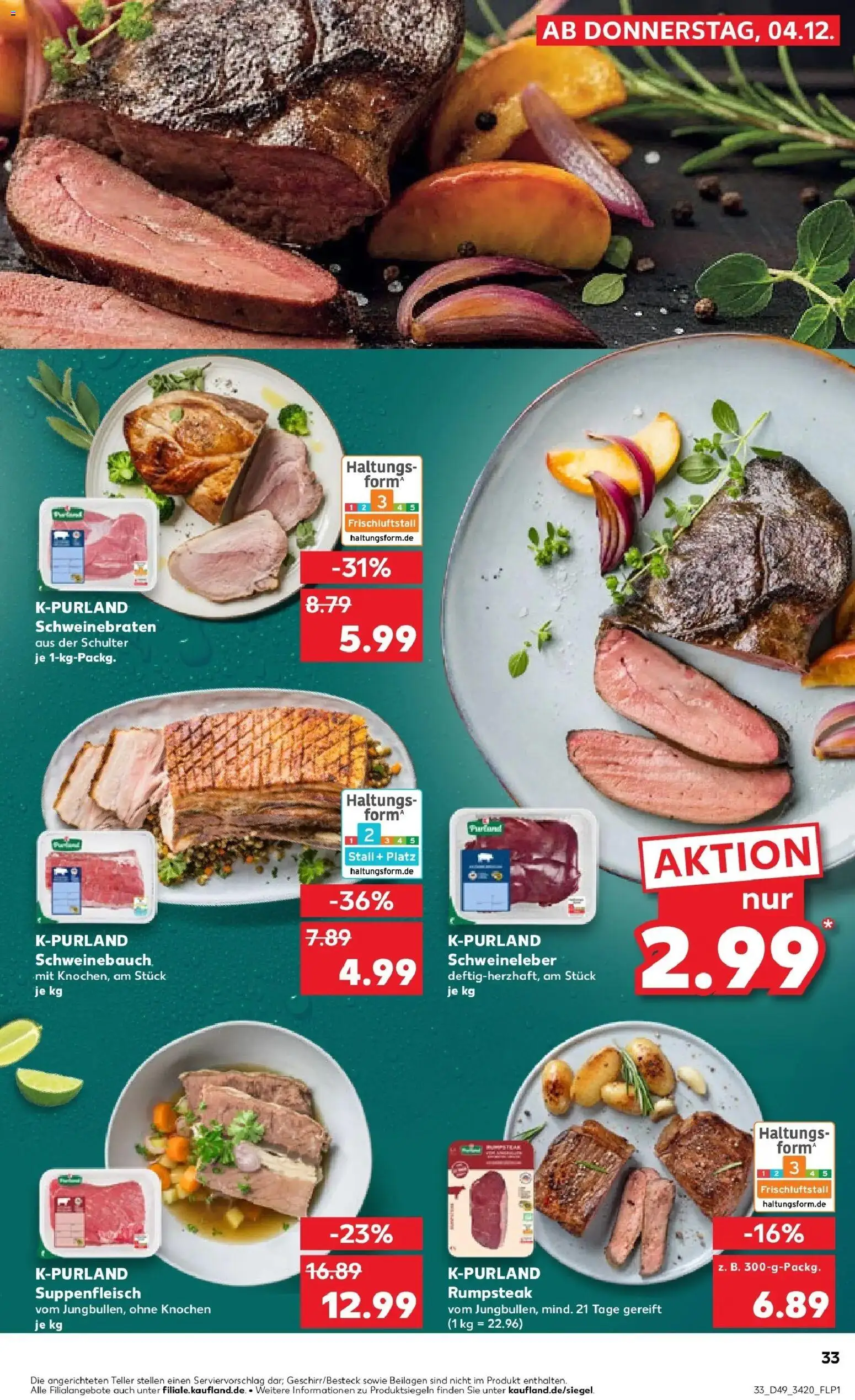 Kaufland prospekt Lübbenau	 – gültig ab 08.12.2025 | Seite: 33 | Produkte: Rumpsteak, Schweinebauch, Suppenfleisch, Steak