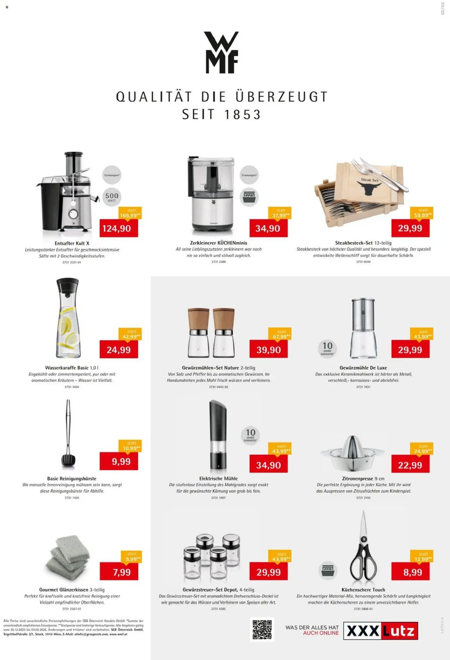 XXXLutz WMF Sale gültig ab 29.12.2025 | Seite: 3 | Produkte: Salz, Pfeffer, Mühle, Entsafter