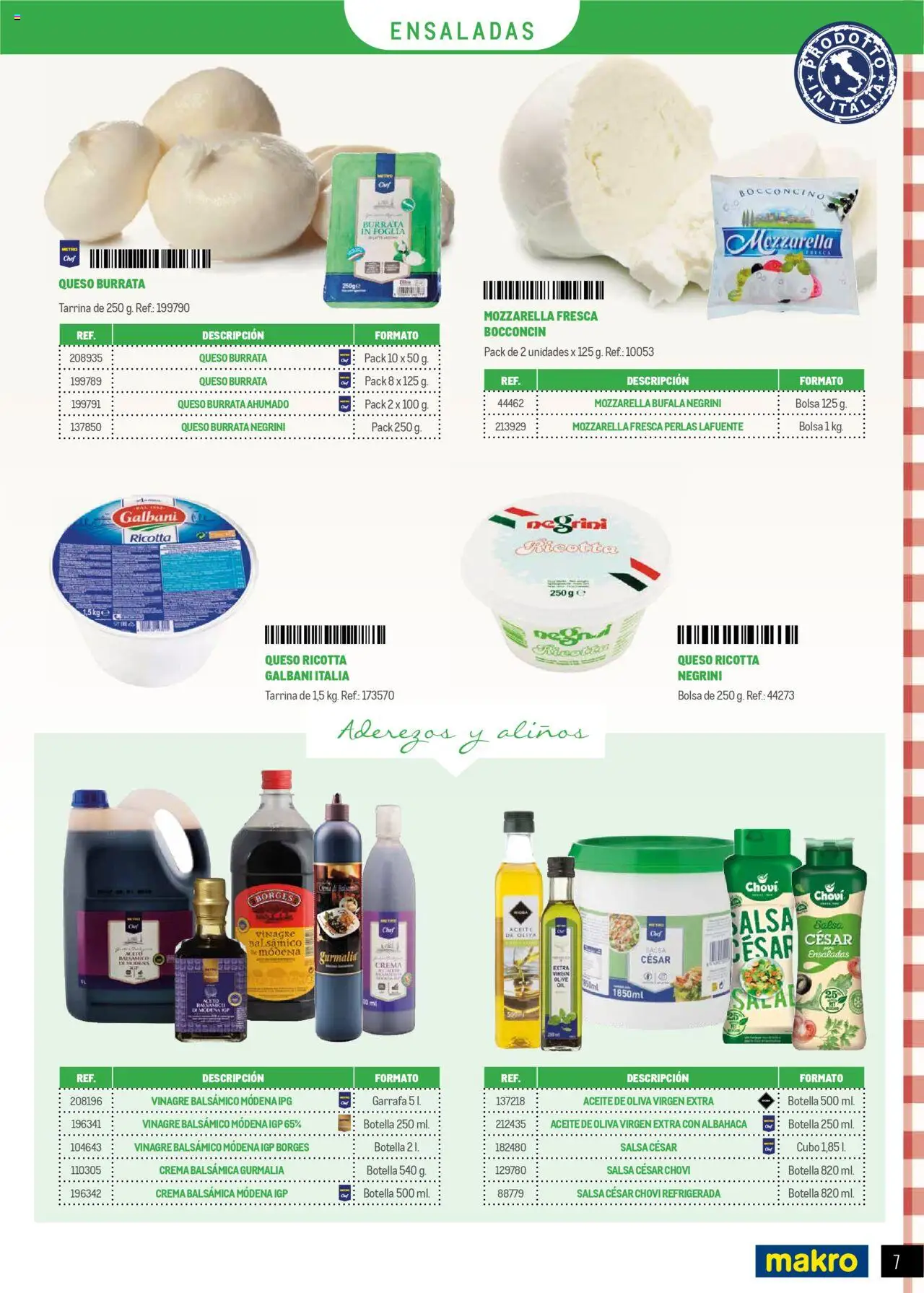 Makro - Restaurantes Italianos │ válido desde el 01.05.2025 | Página: 7 | Productos: Queso, Aceite de oliva, Bolsa, Δεξαμενή