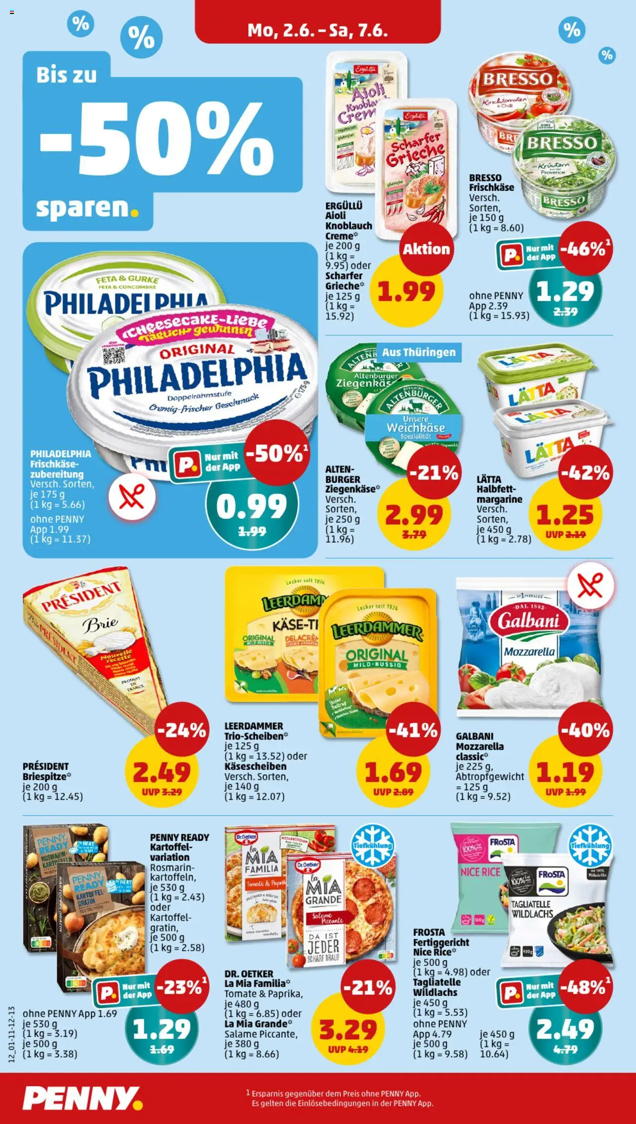 Penny Prospekt 	 - gültig ab dem 02.06.2025 | Seite: 12 | Produkte: Mozzarella, Ziegenkäse, Pizza, Frischkase
