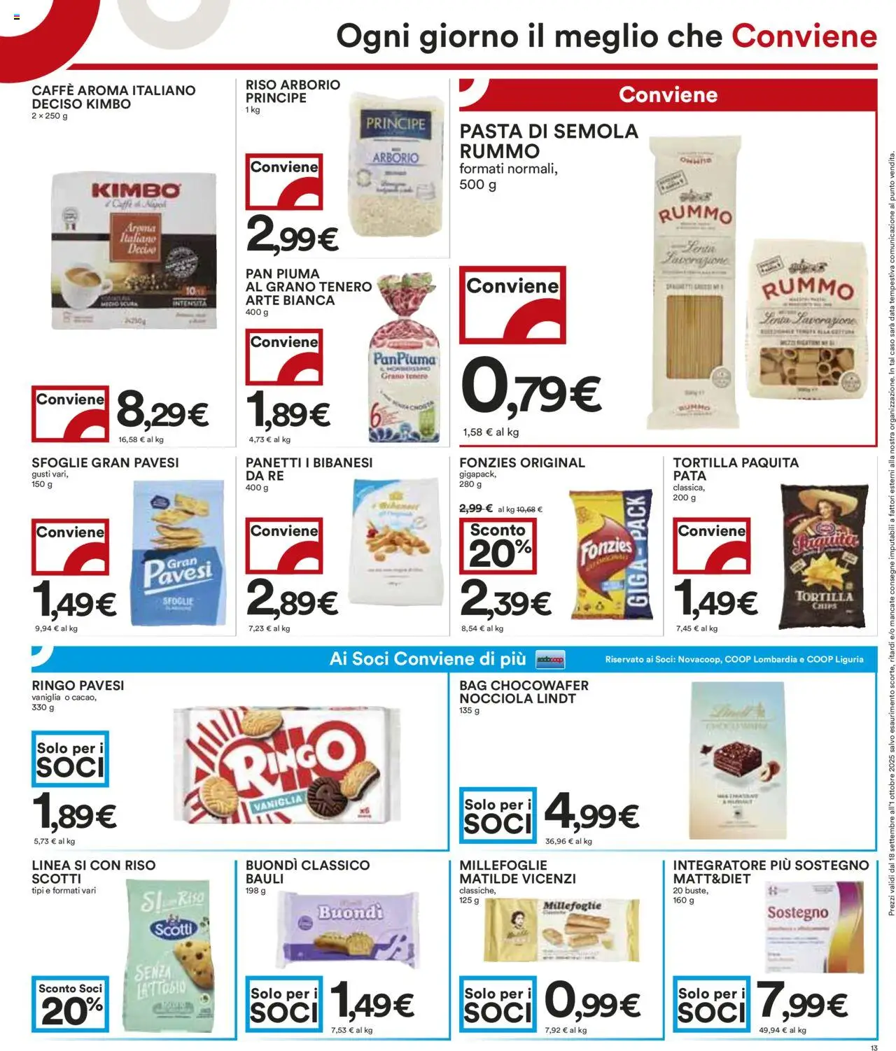 Volantino COOP del 18.09.2025 | Pagina: 13 | Prodotti: Caffè, Riso, Pasta