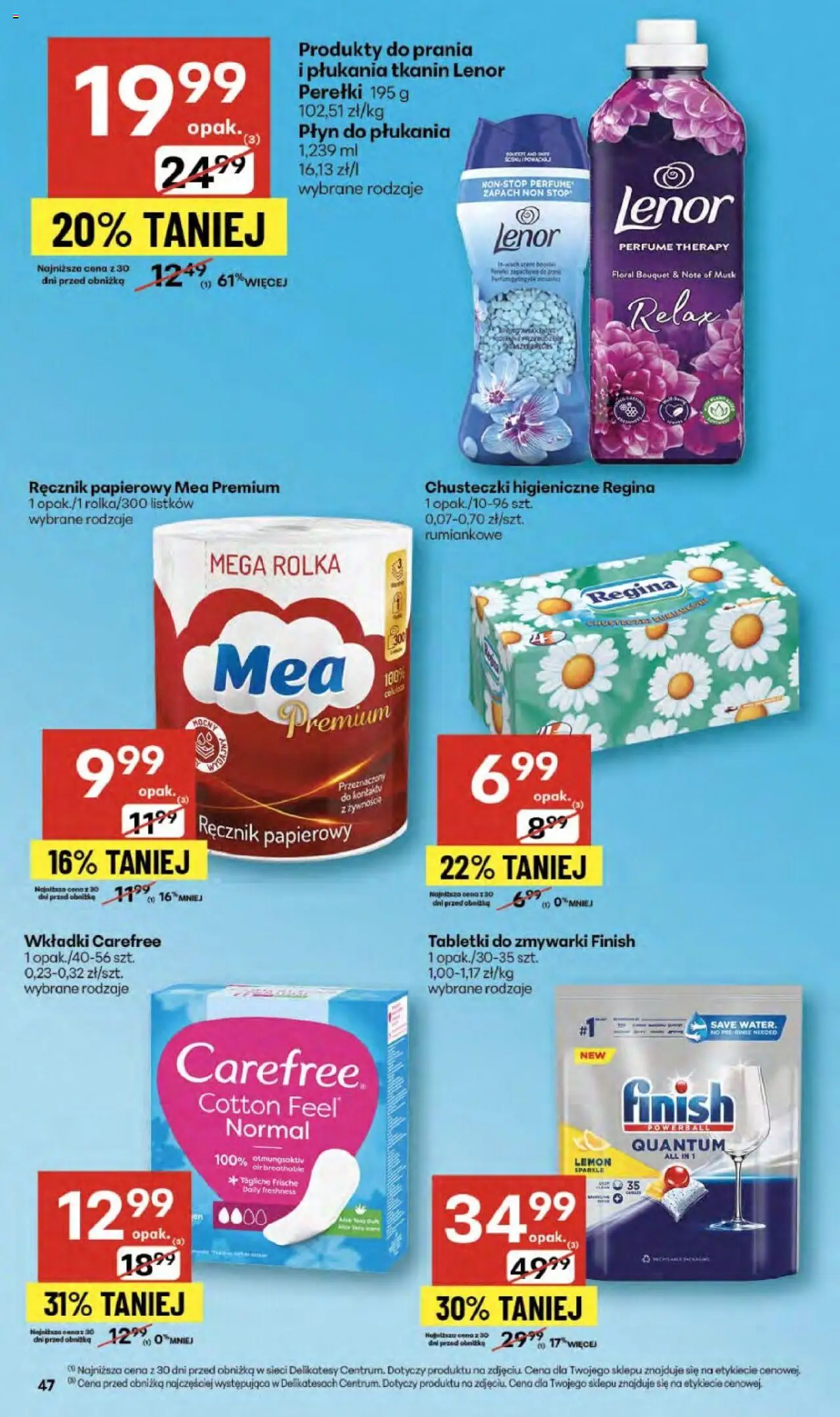 Delikatesy Centrum Gazetka od 18.09.2025 | Strona: 47 | Produkty: Zapach, Finish, Ręcznik papierowy, Tabletki do zmywarki