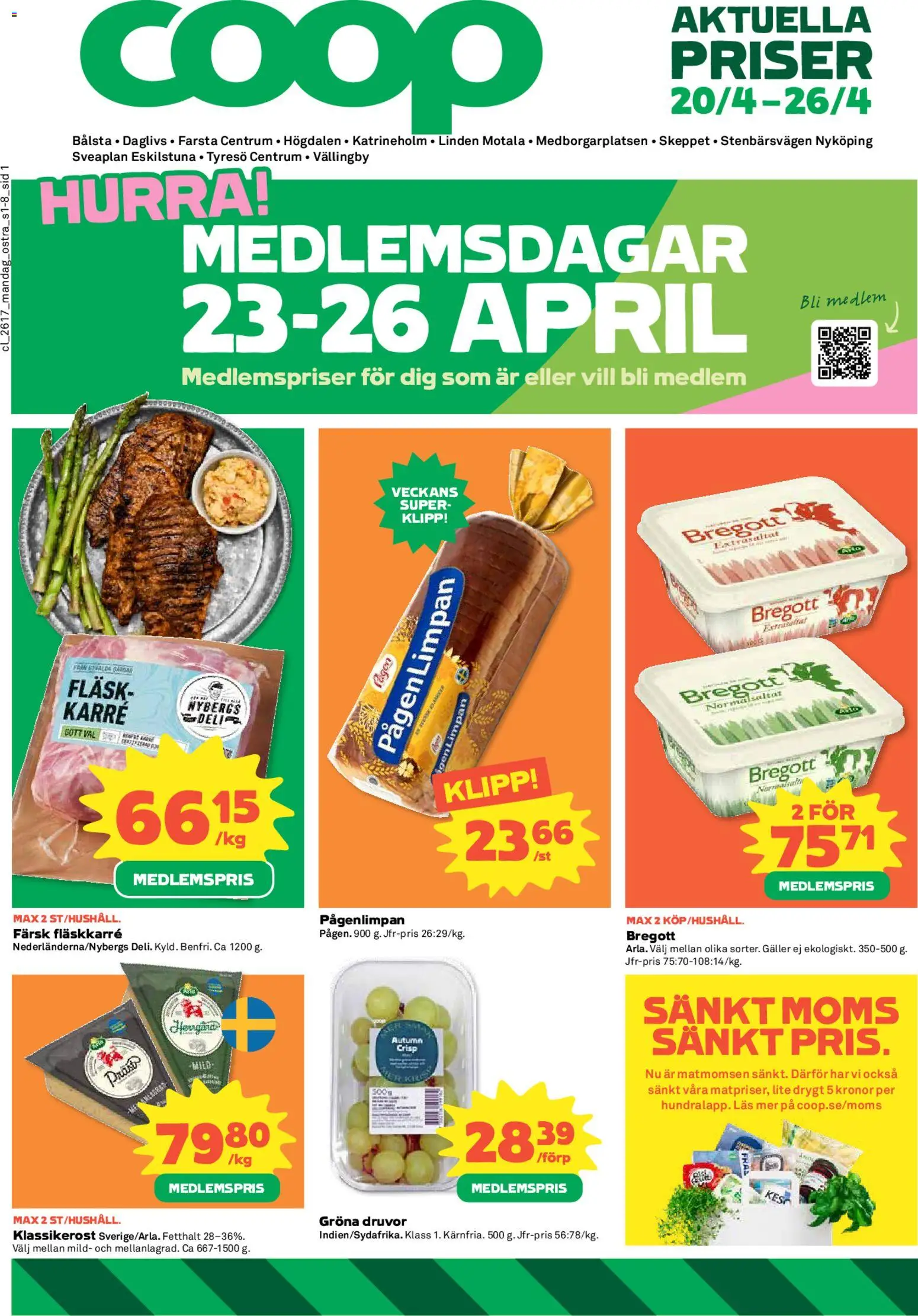 Coop Forum reklamblad aktuell från 20.04.2026 | Sida: 1 | Produkter: Galler, Bregott, Fläsk