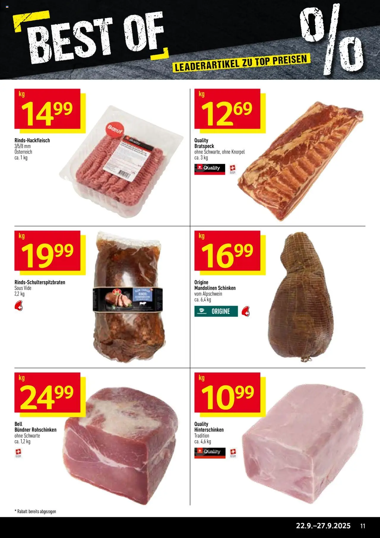 Prodega Aktionen – gültig ab 22.09.2025 | Seite: 11 | Produkte: Schinken, Top