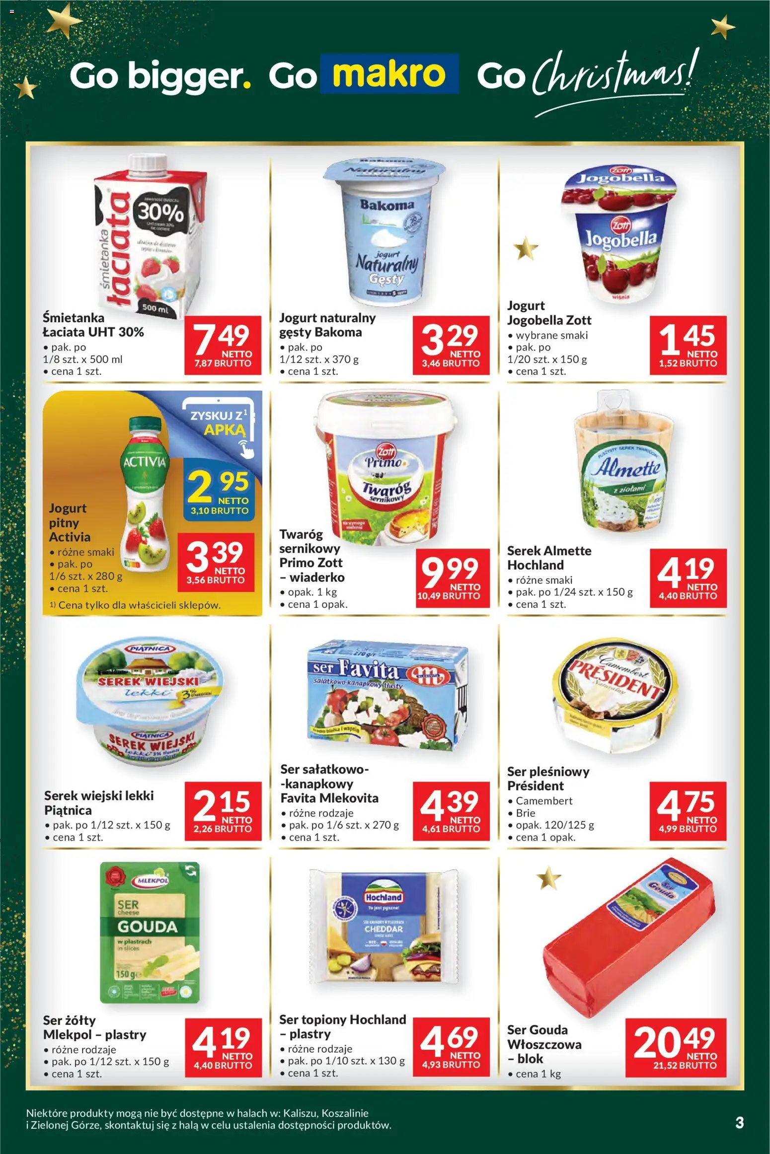 Makro Gazetka - Mega oferty dla Twojego Sklepu od 25.11.2025 | Strona: 3 | Produkty: Serek, Jogurt naturalny, Jogurt, Ser gouda