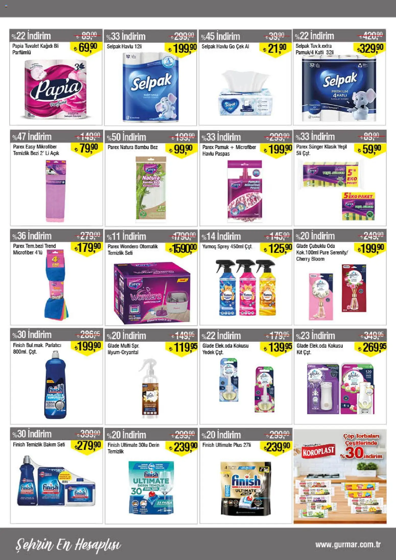 Gürmar Katalog - 01.03.2026 tarihinden itibaren geçerlidir | Sayfa: 14 | Ürünler: Tuvalet, Paspas, Parlatıcı, Tuvalet kağıdı