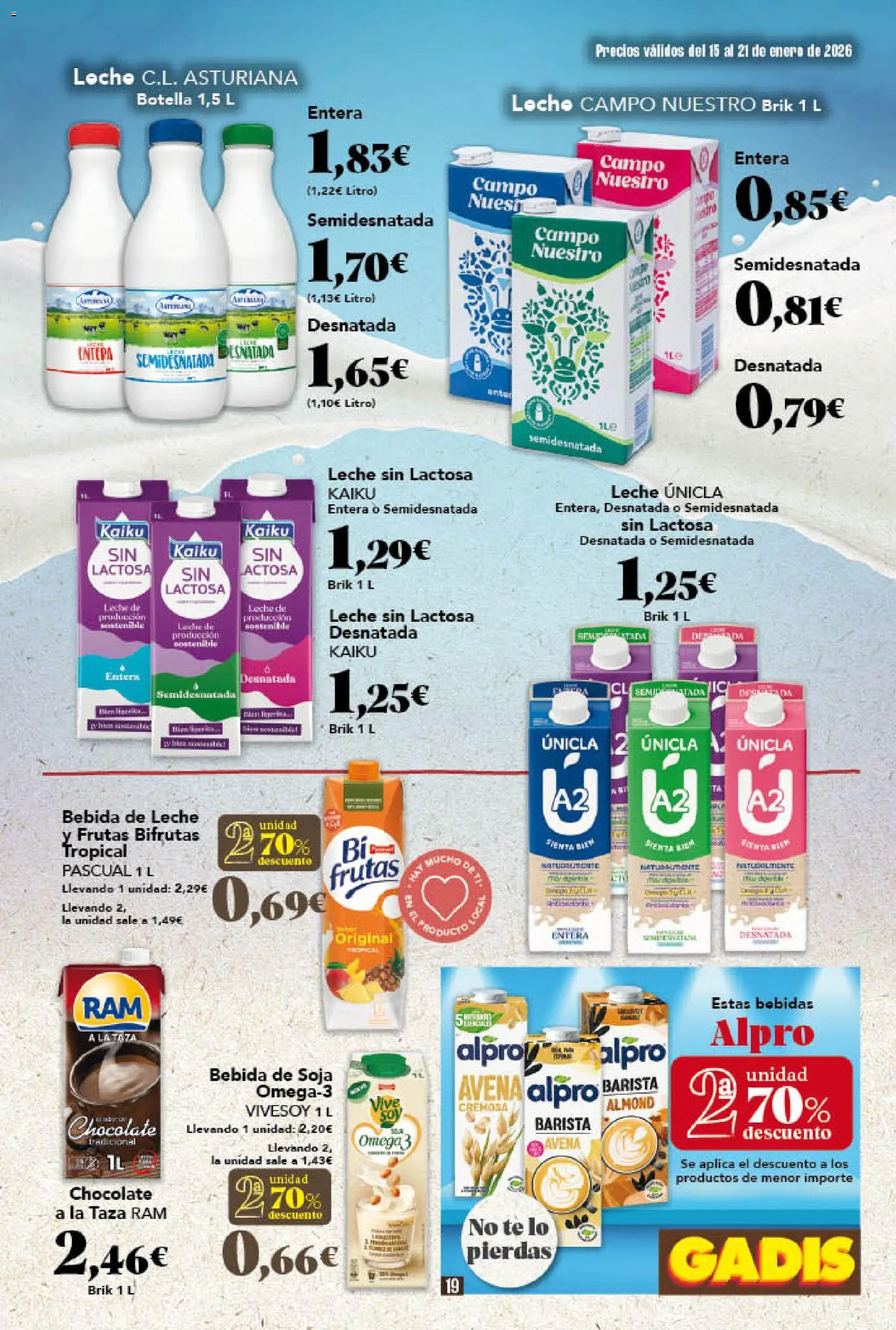 Gadis - folleto │ válido desde el 15.01.2026 | Página: 19 | Productos: Leche sin lactosa, Δοχείο φοντί, Leche, Bebida de soja