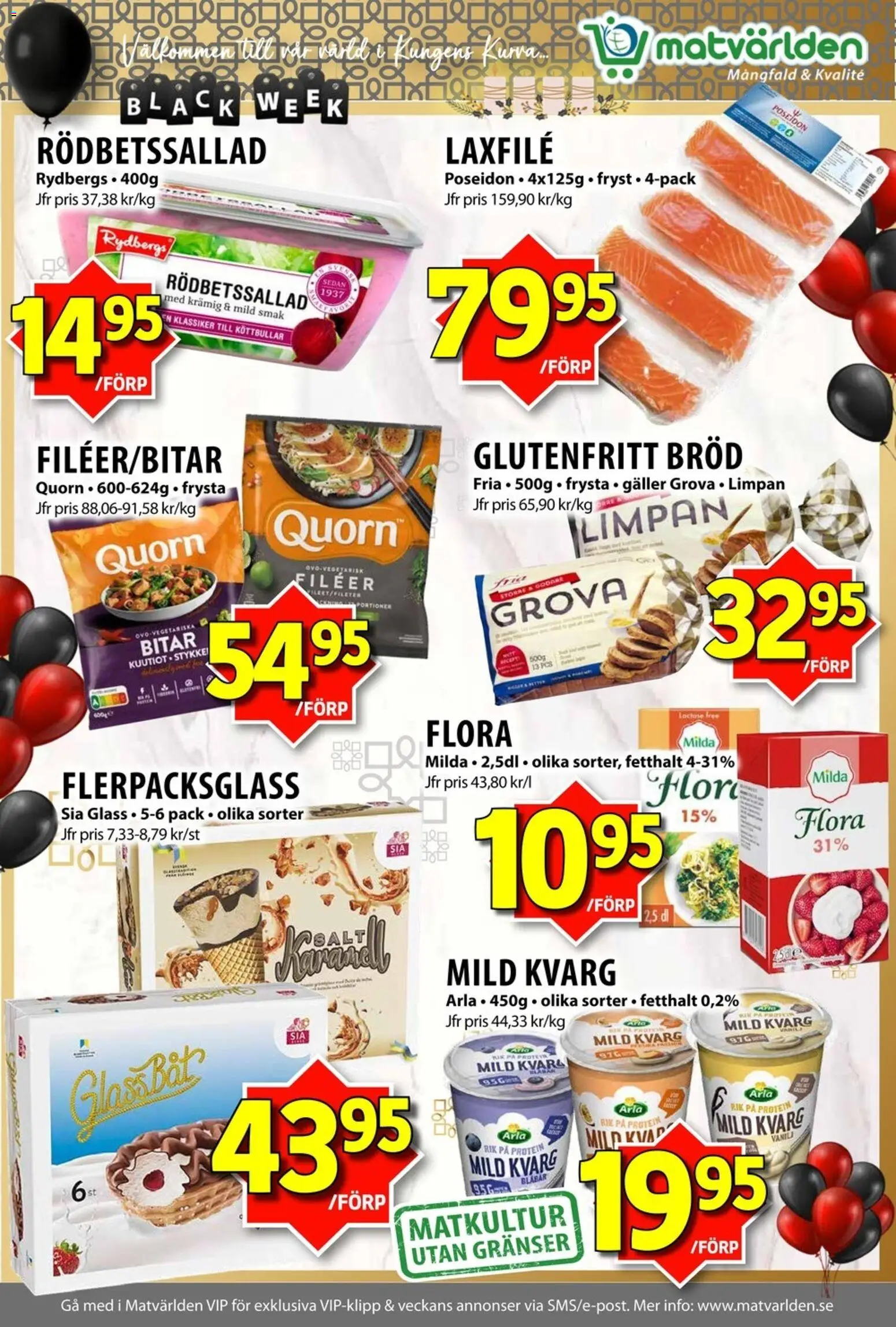 Matvärlden reklamblad aktuell från 24.11.2025 | Sida: 6 | Produkter: Rödbetssallad, Köttbullar, Glass, Blåbär