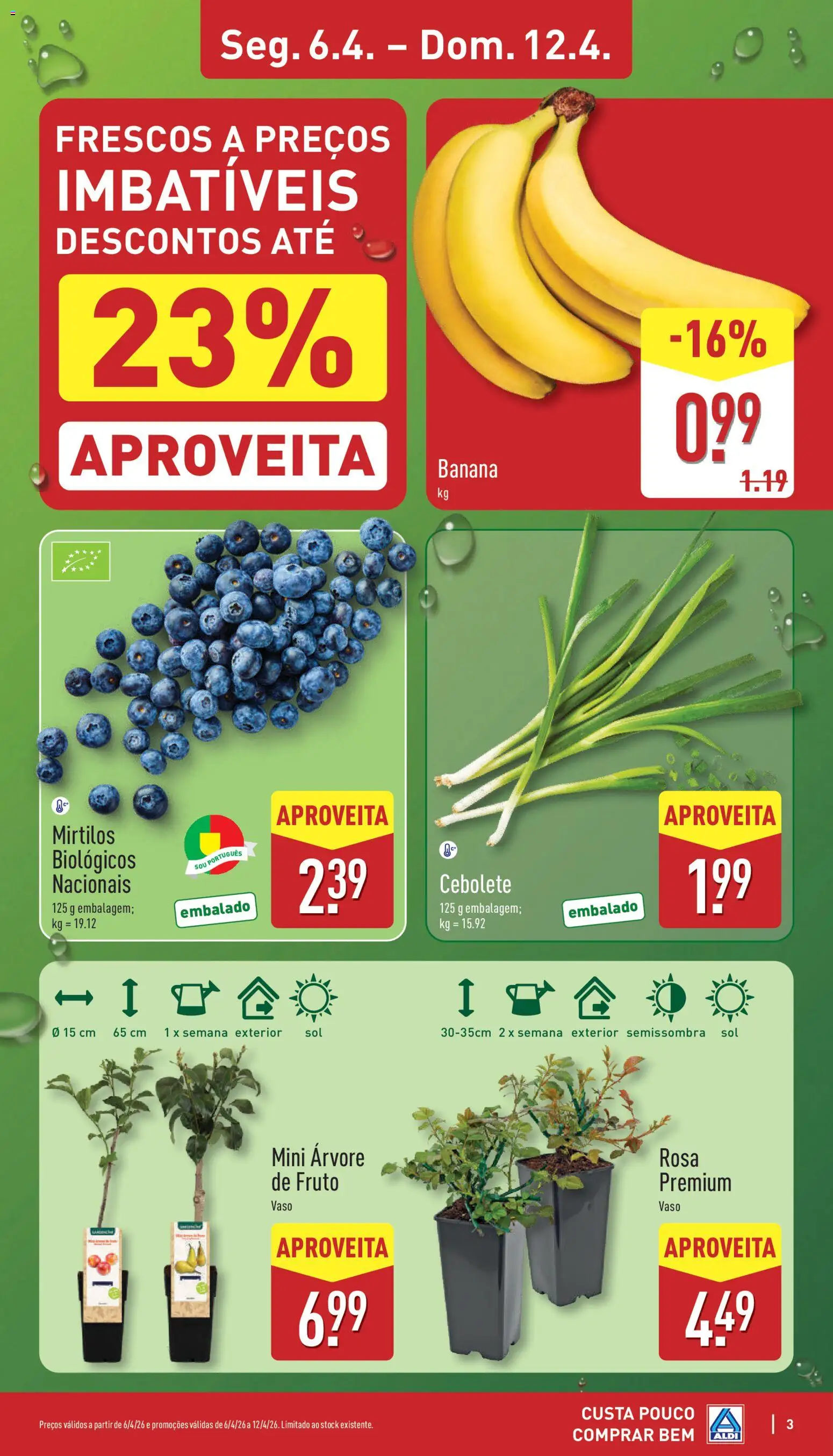 Aldi folheto │ válido de 06.04.2026 | Página: 3 | Produtos: Banana, Vaso, Mirtilos