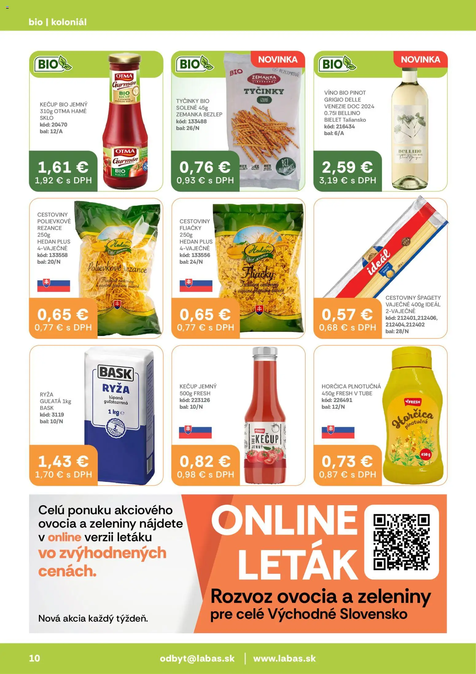 Nové Labaš akcie – leták je platný od 10.04.2026 | Strana: 10 | Produkty: Víno, Ryža, Cestoviny, Špagety