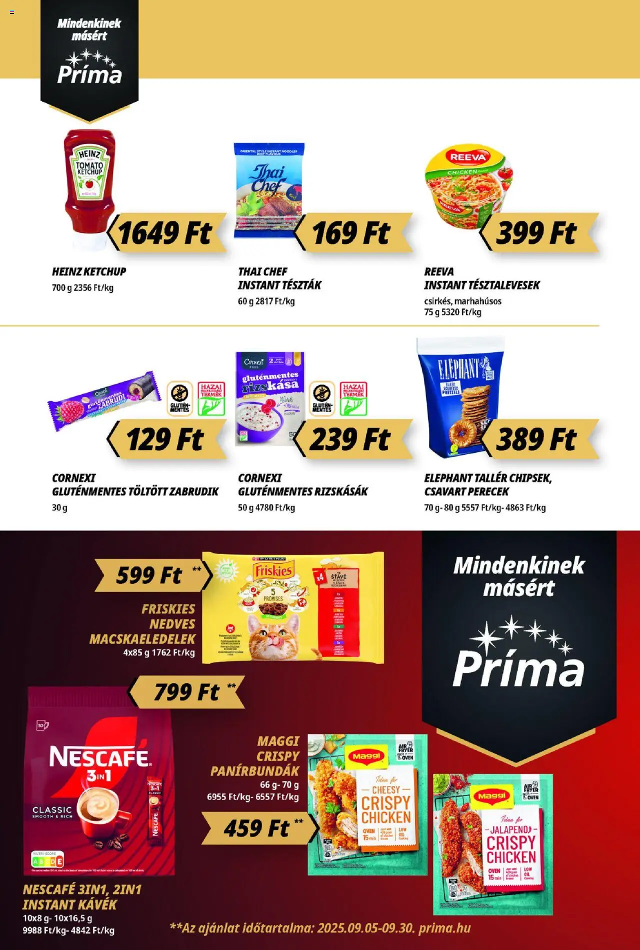 CBA Príma akciós ujság - amely érvényes a következő dátumtól: 18.09.2025 | Oldal: 8 | Termékek: Nescafé, Maggi, Ketchup, Gluténmentes