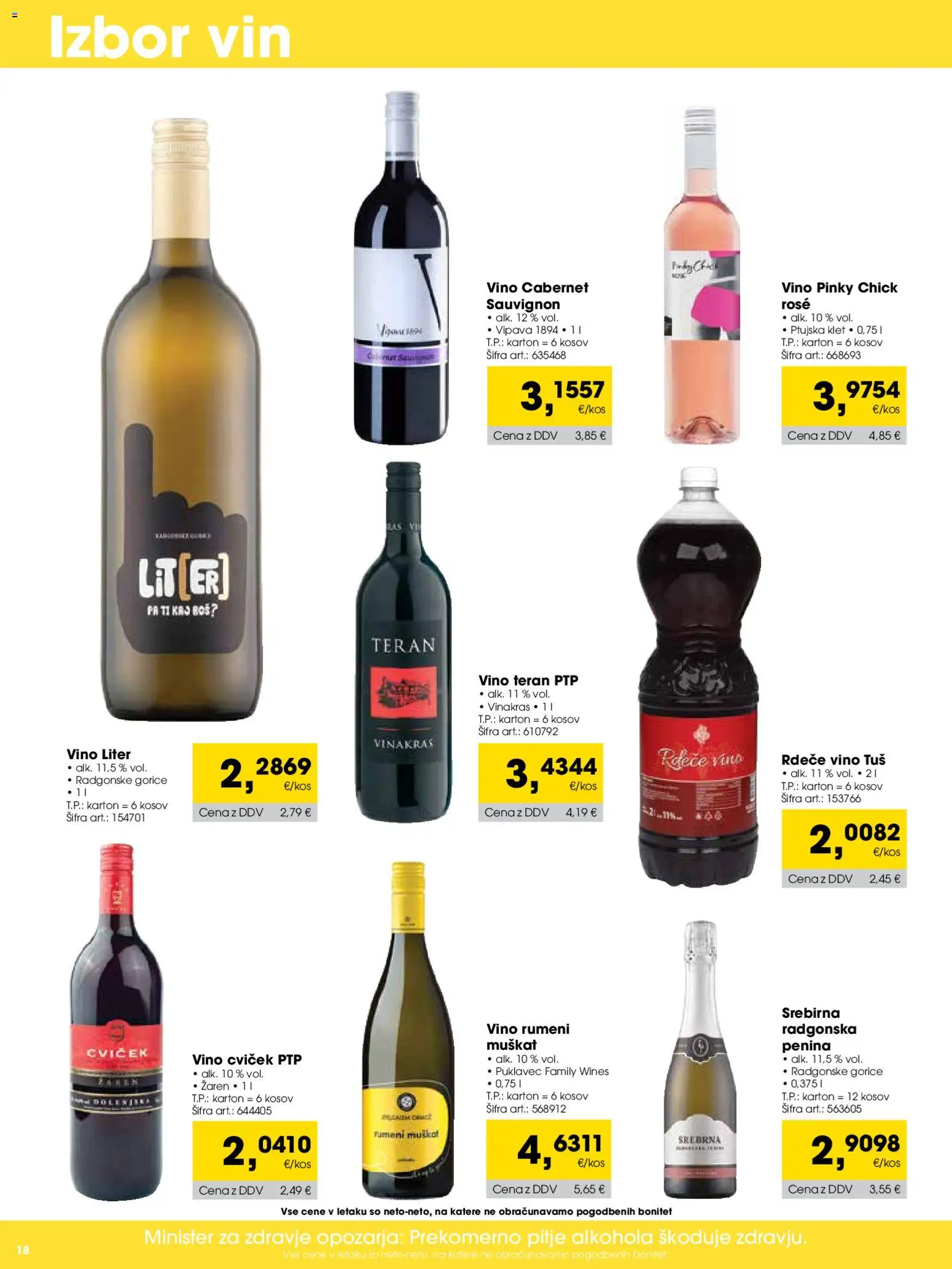Novi Tuš katalog ponudbe – veljaven od 01.01.2026 | Stran: 18 | Izdelki: Penina, Vino