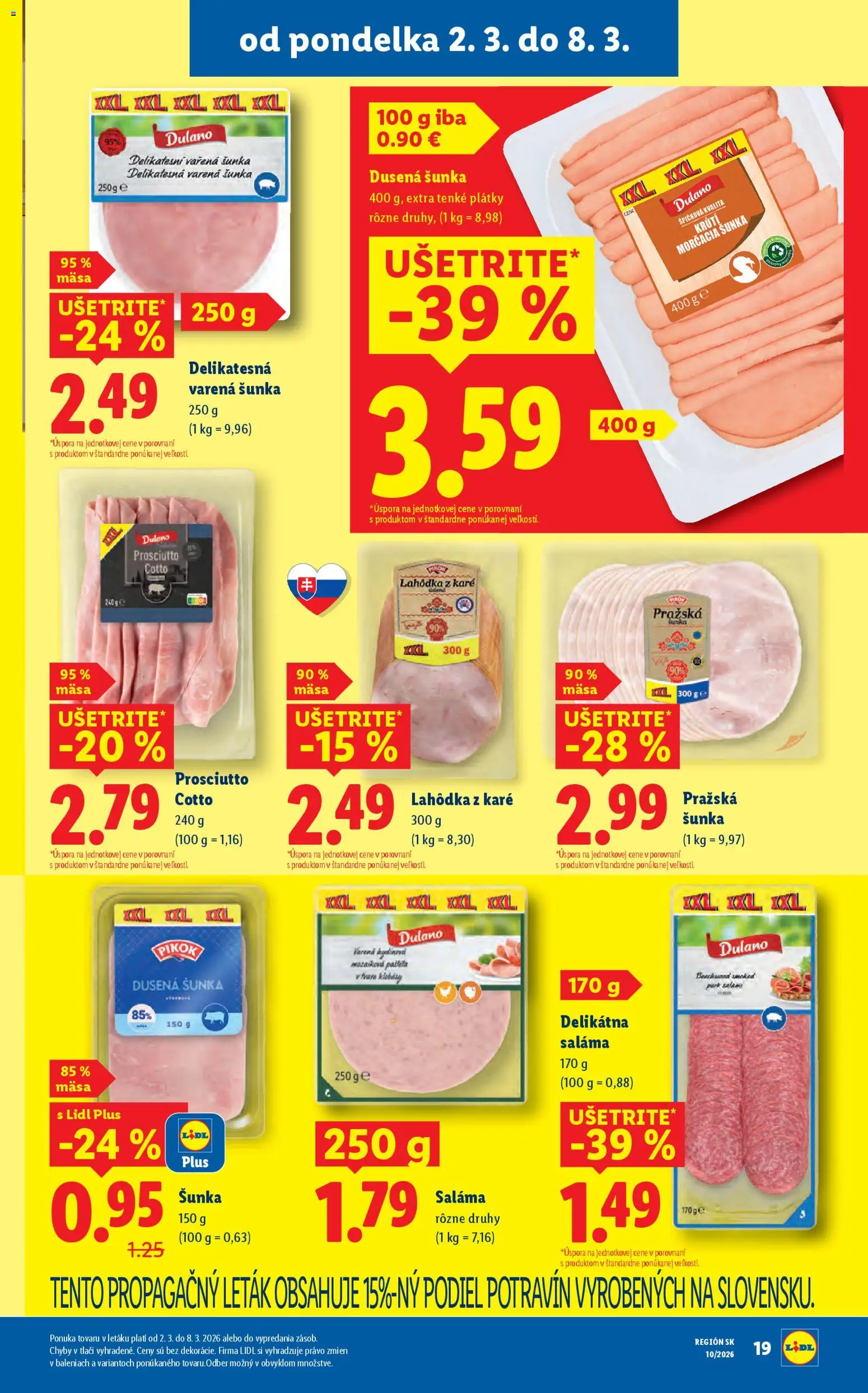 Nové Lidl akcie – leták je platný od 02.03.2026 | Strana: 21 | Produkty: Saláma, Šunka