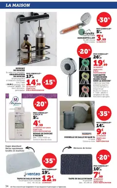 Hyper U - Prévisualisation de Hyper U - Le blanc valide à partir de 27.12.2025 | Page: 34 | Produits: Poubelle, Douche, Tapis, Piles
