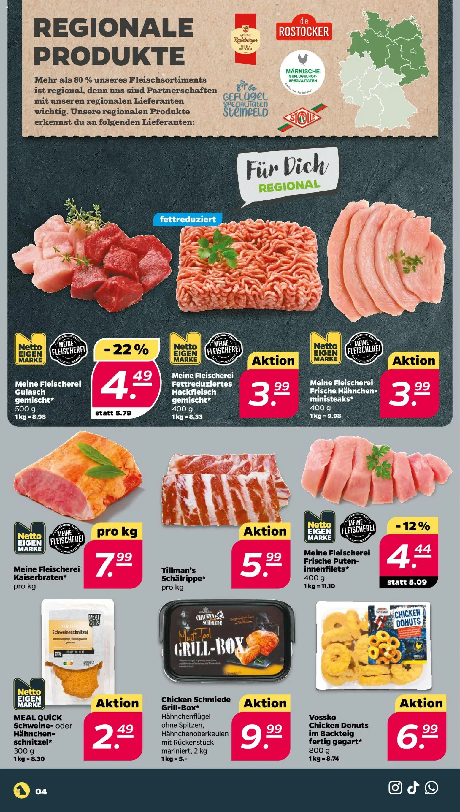 Netto Prospekt 	 – gültig ab 09.03.2026 | Seite: 4 | Produkte: Hahnchen, Wurst, Fleisch, Hackfleisch
