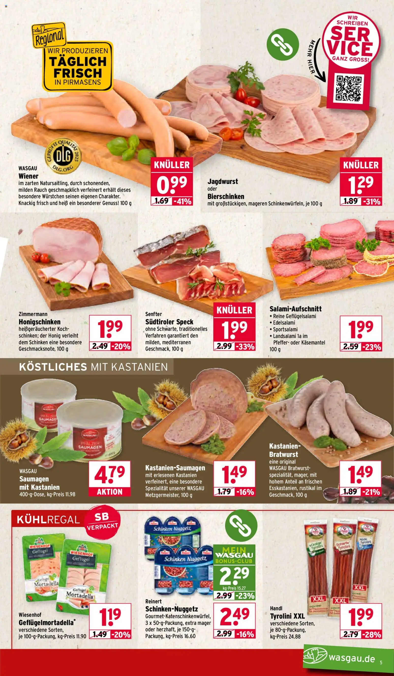 Wasgau Prospekt 	 – gültig ab 12.01.2026 | Seite: 5 | Produkte: Bratwurst, Pfeffer, Schinken